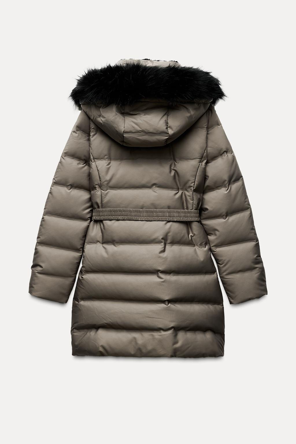 WATER AND WIND PROTECTION HOODED BELTED PUFFER JACKET - Zara фото 9