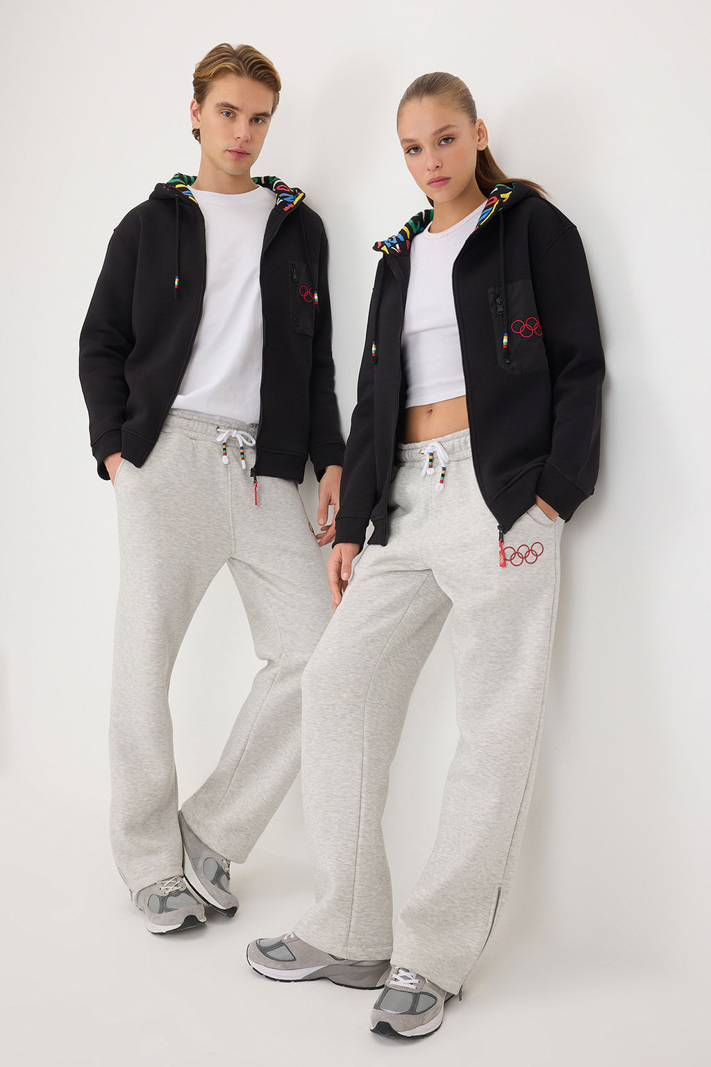 Gri Olimpiyat Logo Bask?l? Bagc?kl? Unisex Orme Esofman Alt? TWOAW26EA00011