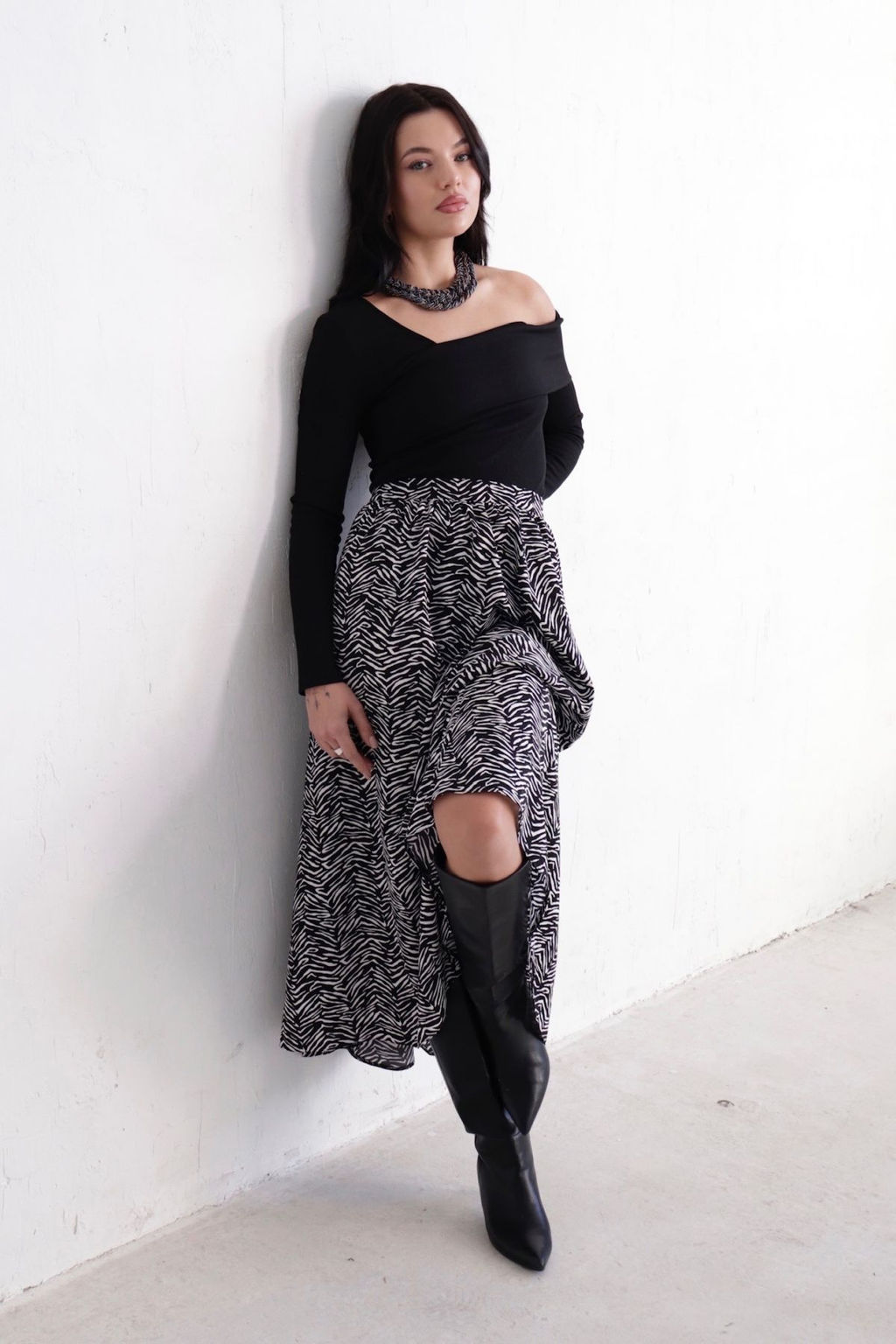 11314 Юбка А-силуэта чёрно-белая - Martichelli фото 29