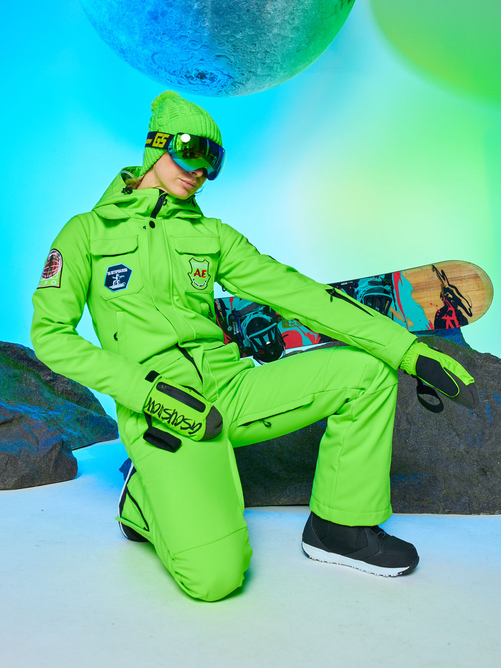 Женский сноубордический горнолыжный комбинезон Alpha Endless Aeternitas 223/2305 FAG - Салатовый  фото 32