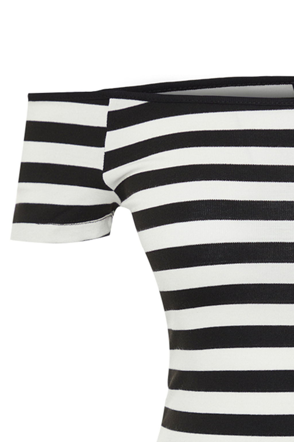 Trendyolmilla 2li Paket Siyah Beyaz Cizgili-Siyah Duz Carmen Yaka Crop Esnek Orme Bluz TWOSS24BZ00310  фото 7
