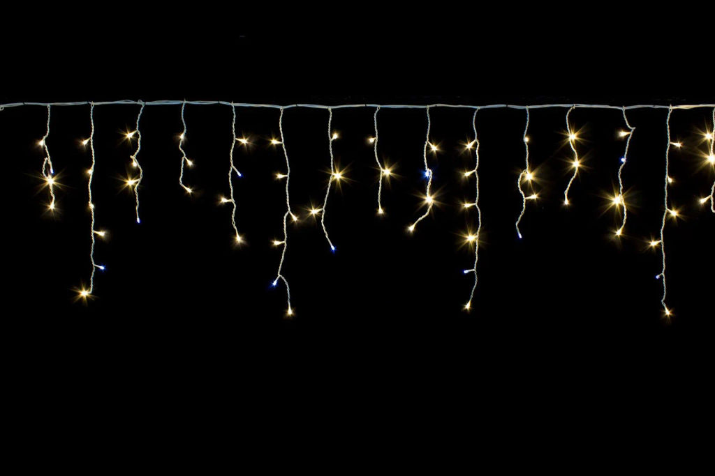 Гирлянда для улицы БАХРОМА "Мерцание" ш3м* в0,4/0,6/0,8 см 124 ламп LED, прозр.пров, 1 реж, IP-54, Теплый белый (возможность соединения)