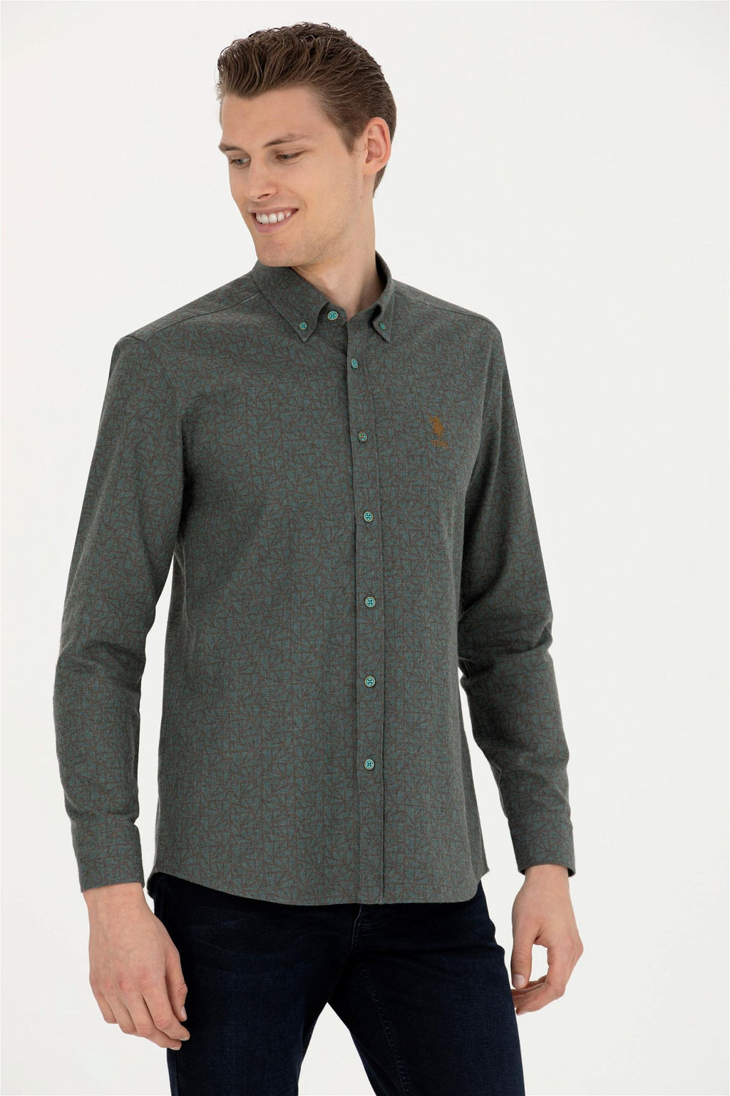 Мужская мятная рубашка с длинным рукавом - U.s. polo assn фото 8