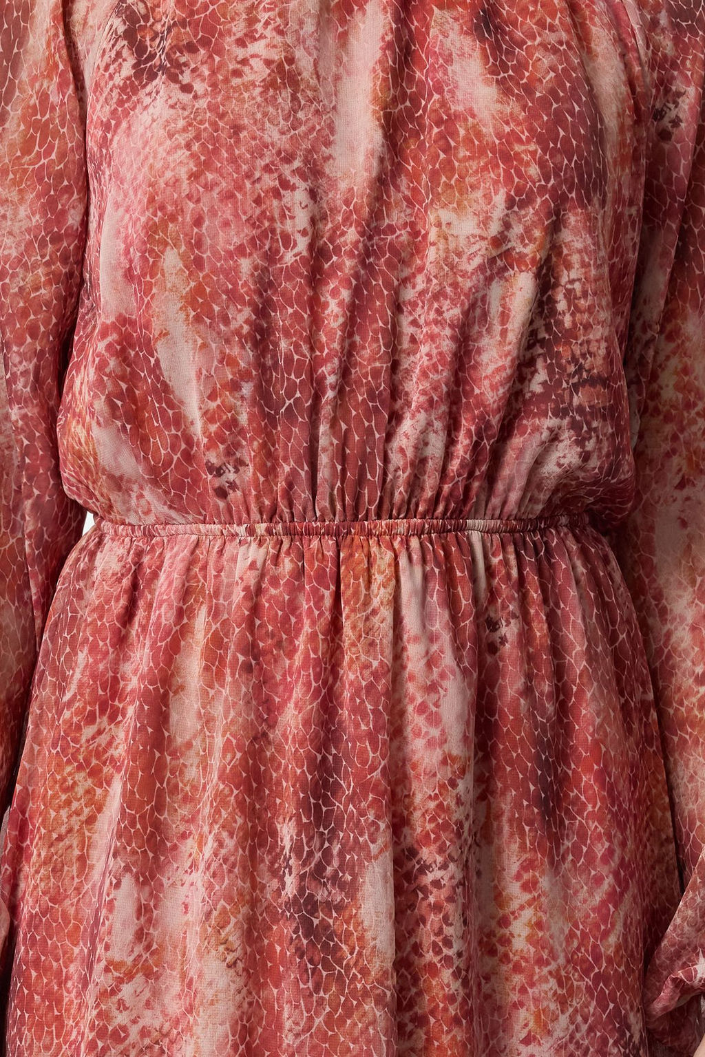 TRENDYOLMILLA Kiremit Sal Desen Gipeli Midi Astarl? Dokuma K?sl?k Elbise TWOAW25EL00142  фото 3