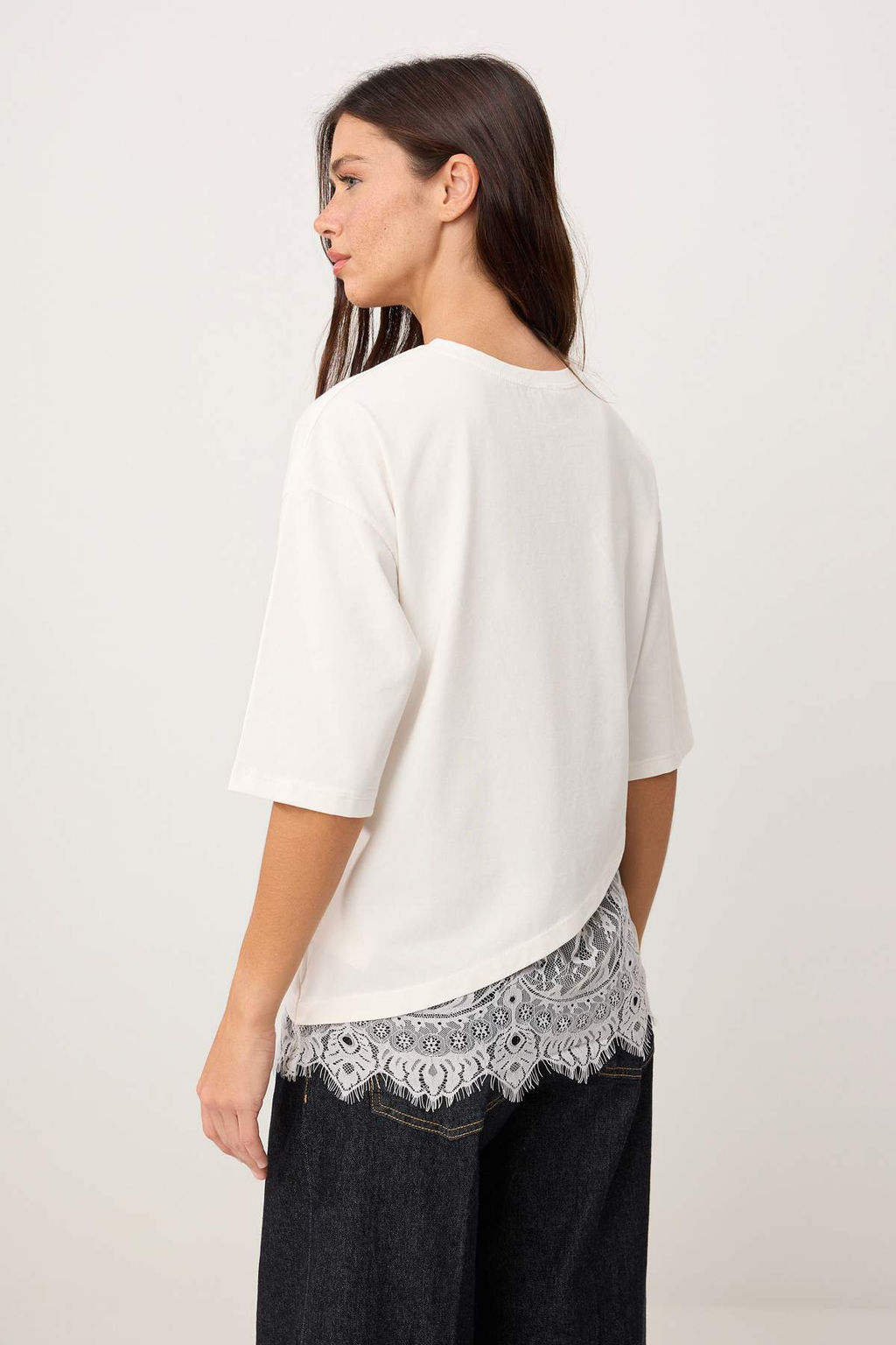Ekru Regular/Normal Kal?p Dantel Detayl? K?sa Kollu Orme T-Shirt TWOSS26TS00303 - Trendyolmilla фото 4