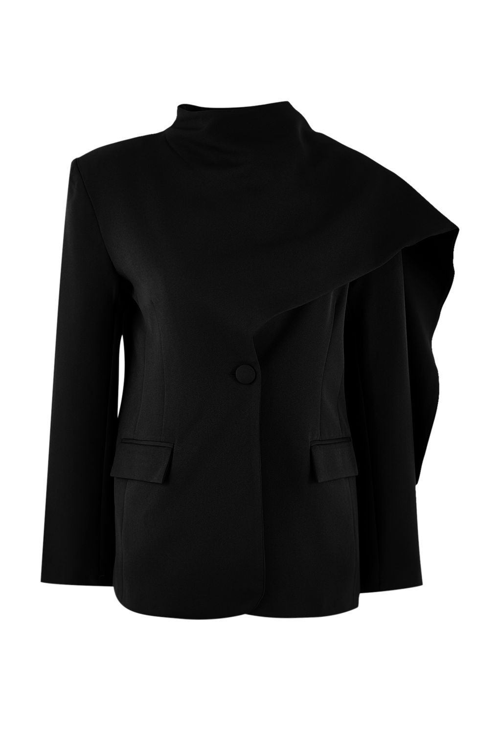 Siyah Sal Yaka Regular/Normal Kal?p Dokuma Astarl? Vatkal? Blazer Ceket TWOSS26BC00010