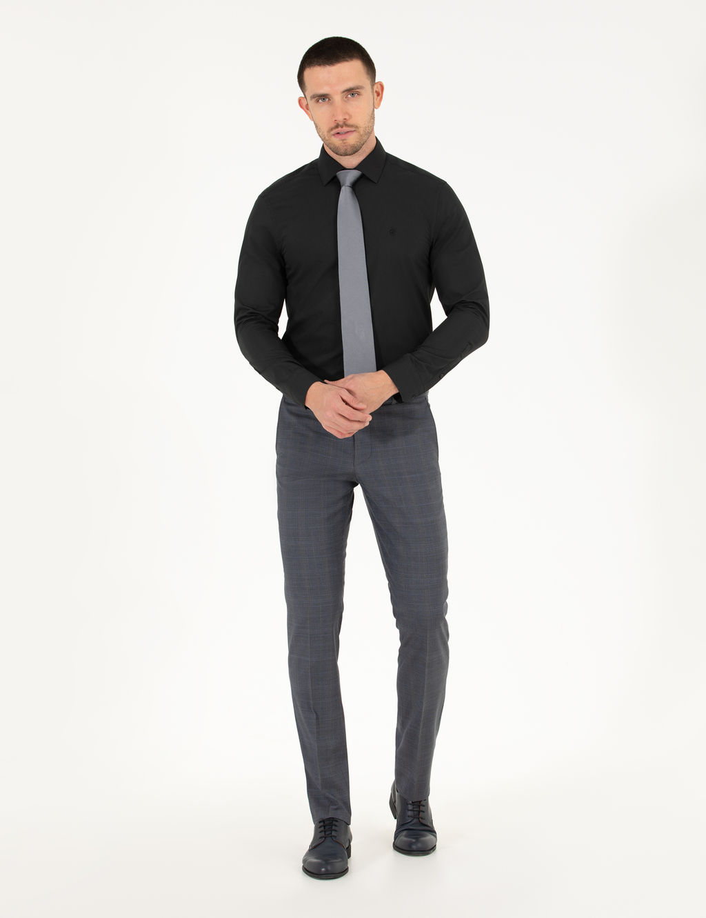 Siyah Slim Fit Uzun Kollu Klasik G_mlek