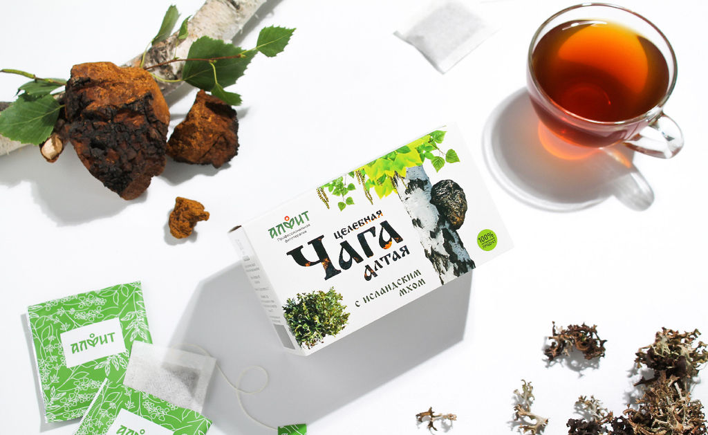 Чайный напиток целебная ЧАГА Алтая с ИСЛАНДСКИМ МХОМ Алфит 7805