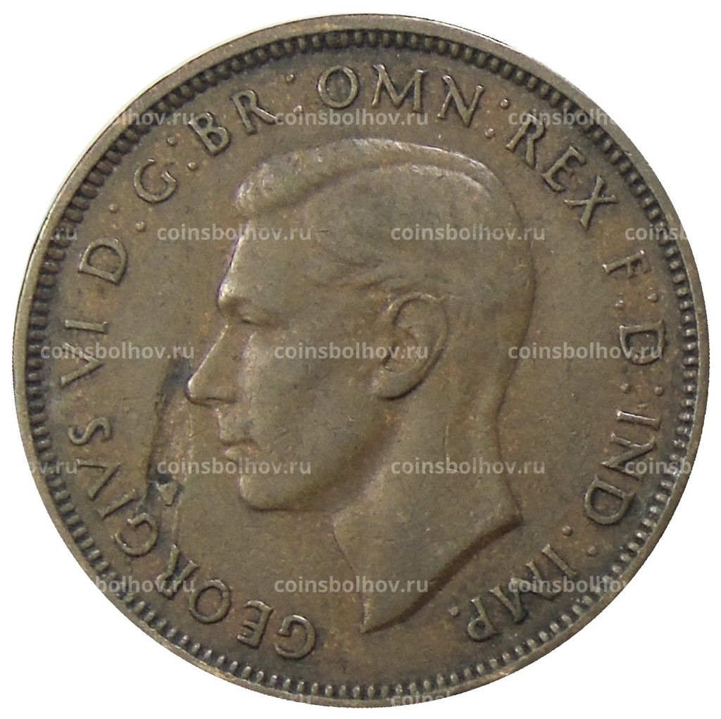 Монета 1/2 пенни 1938 года Австралия