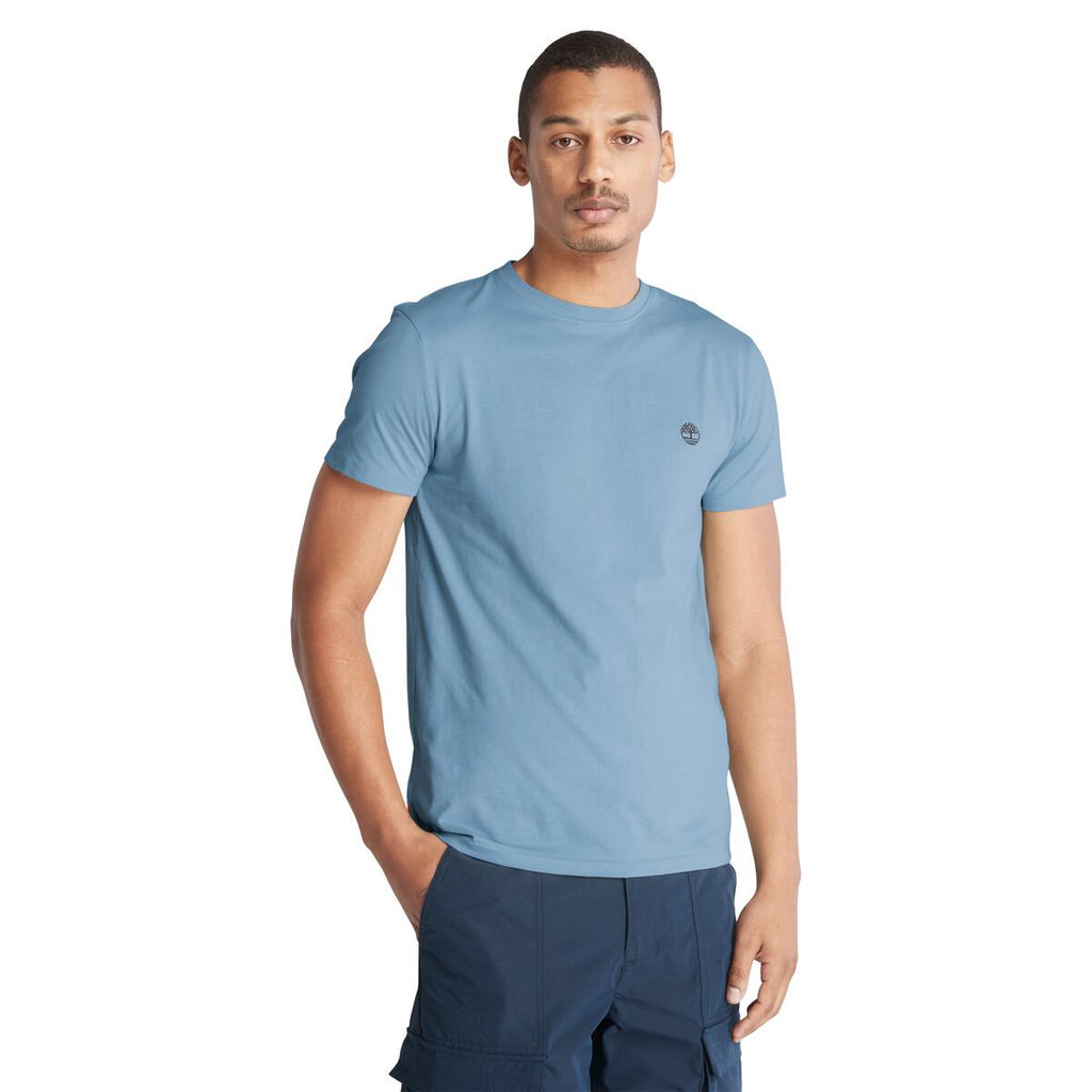 Футболка Timberland T-Shirt Dunstan River Jersey Crew Neck Slim синяя  фото 4