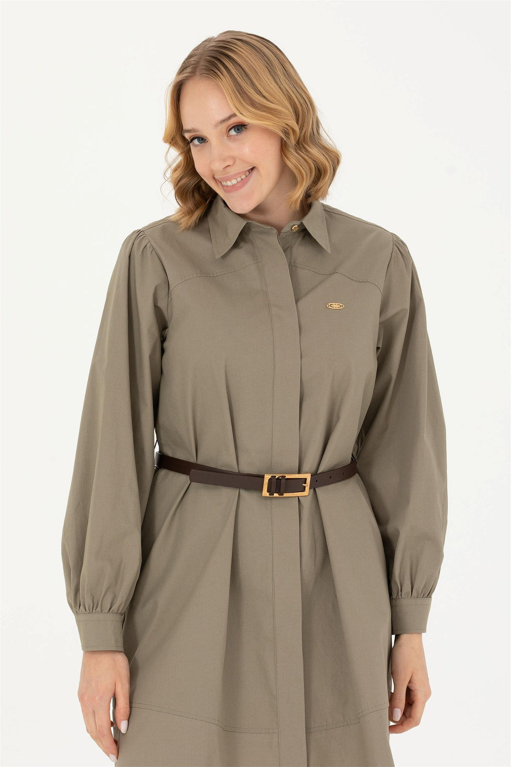 Женщина хаки тканое платье с скидкой в корзине - U.s. polo assn фото 3