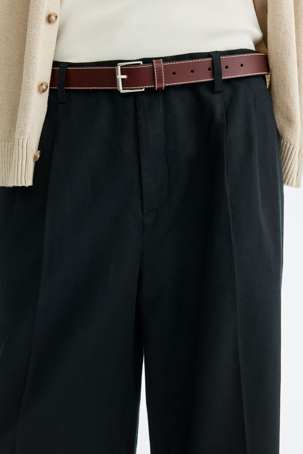 Pantal?n en mezcla de lino Loose Fit - H&m фото 7