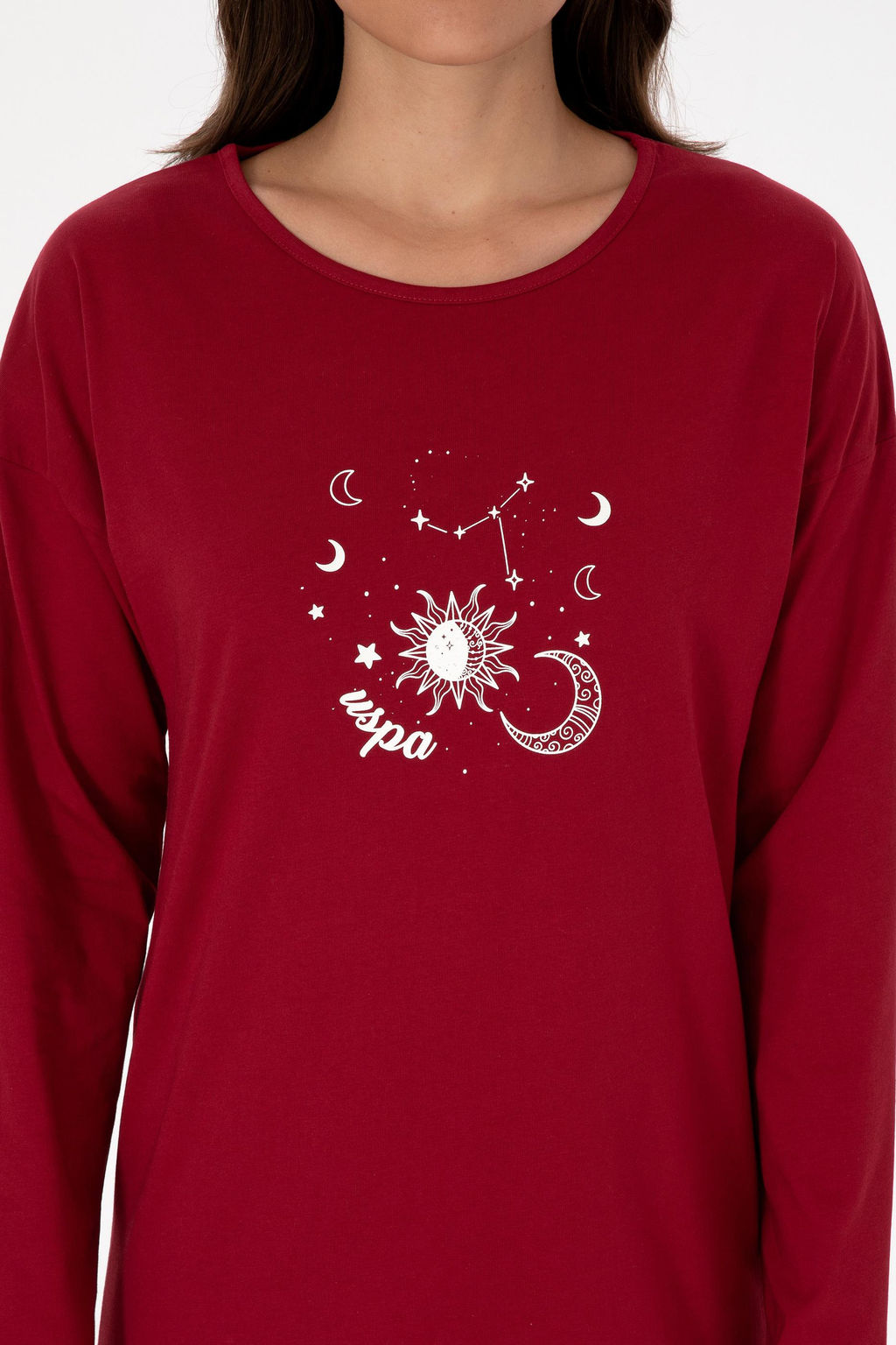 Kad_n Bordo Pijama Tak_m_ Sepette S_rpriz _ndirim - U.s. polo assn фото 6