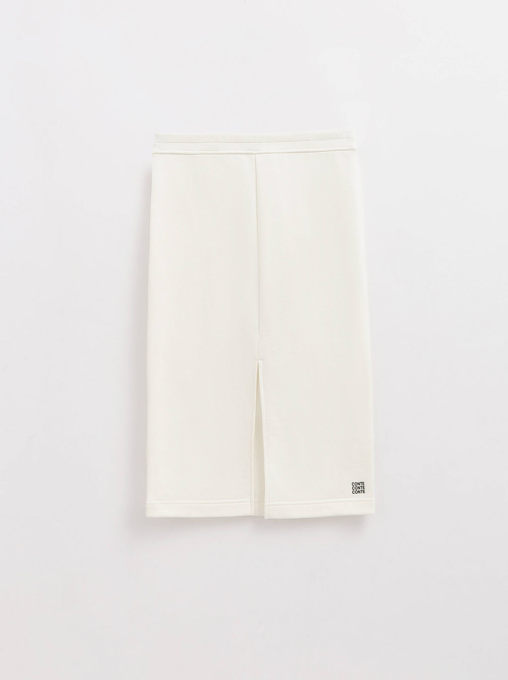 CONTE Юбка прямого кроя из футера с разрезом LU 2592 off-white - Conte elegant фото 3