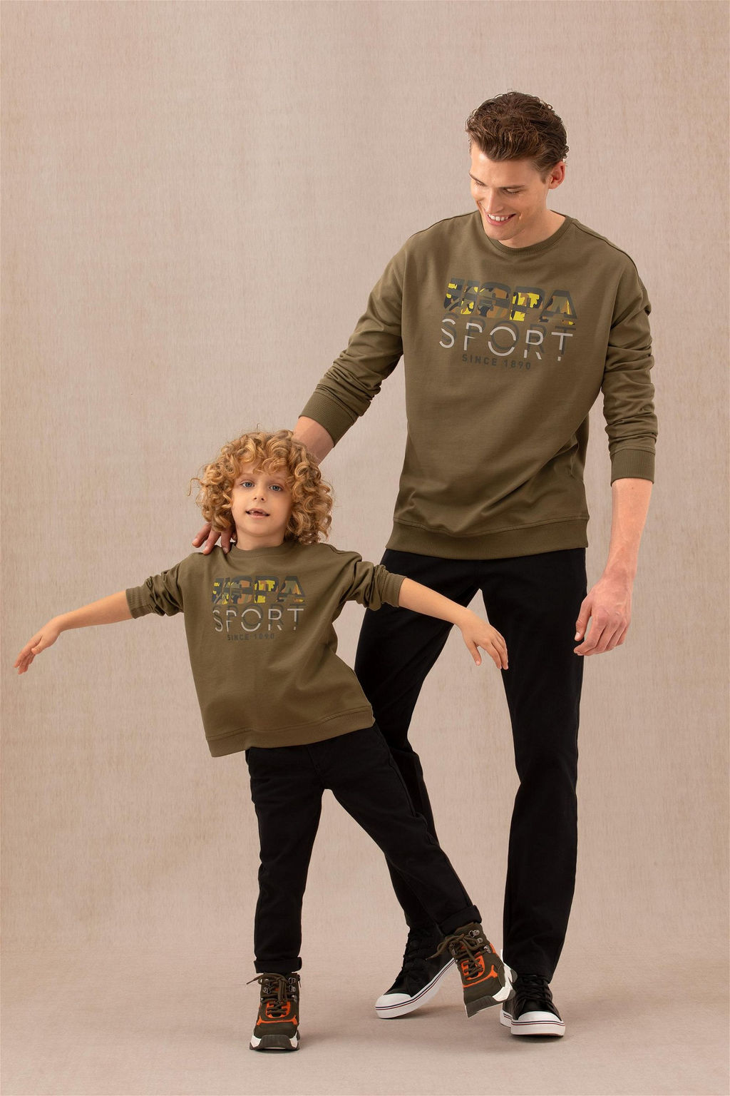 Свитшот мужской U. S. Polo Assn цвета хаки из хлопка - U.s. polo assn фото 8