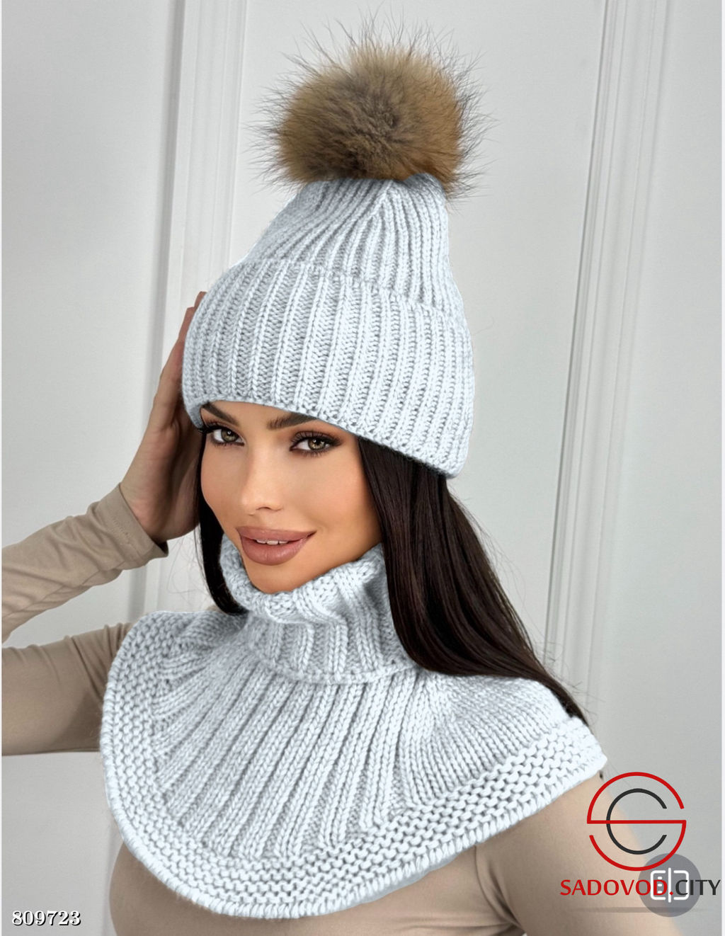 Набор 2в1 зимний комплект с натуральным мехом