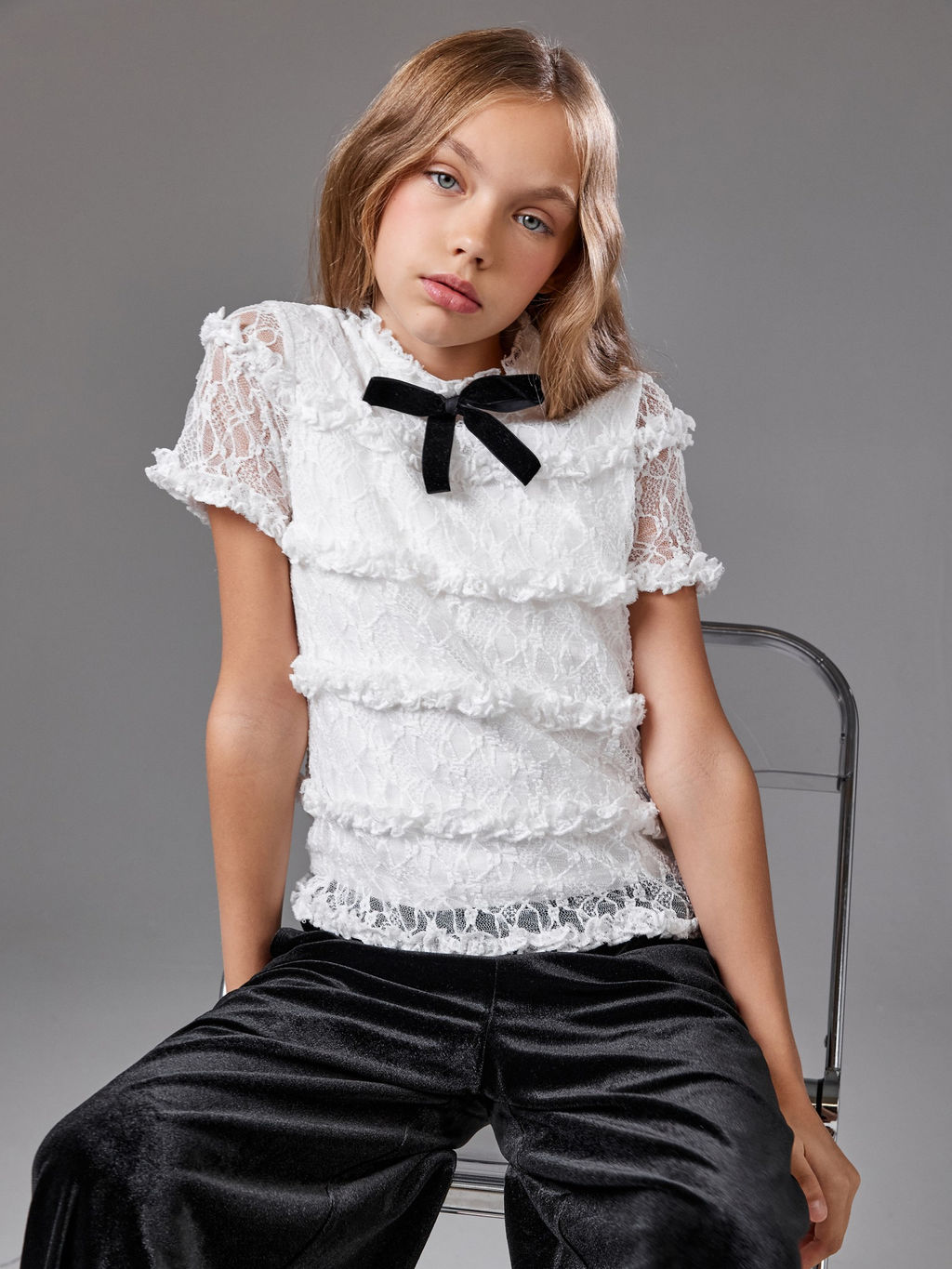 ACOOLA / Блузка детская для девочек Tebriz белый  фото 3