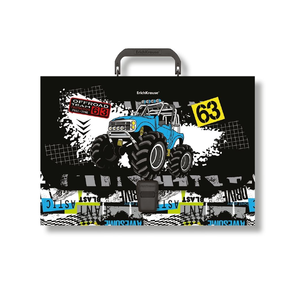 Цена за 1 шт. Портфель пластиковый ErichKrause® Track Car, A4 (в пакете по 1шт.)