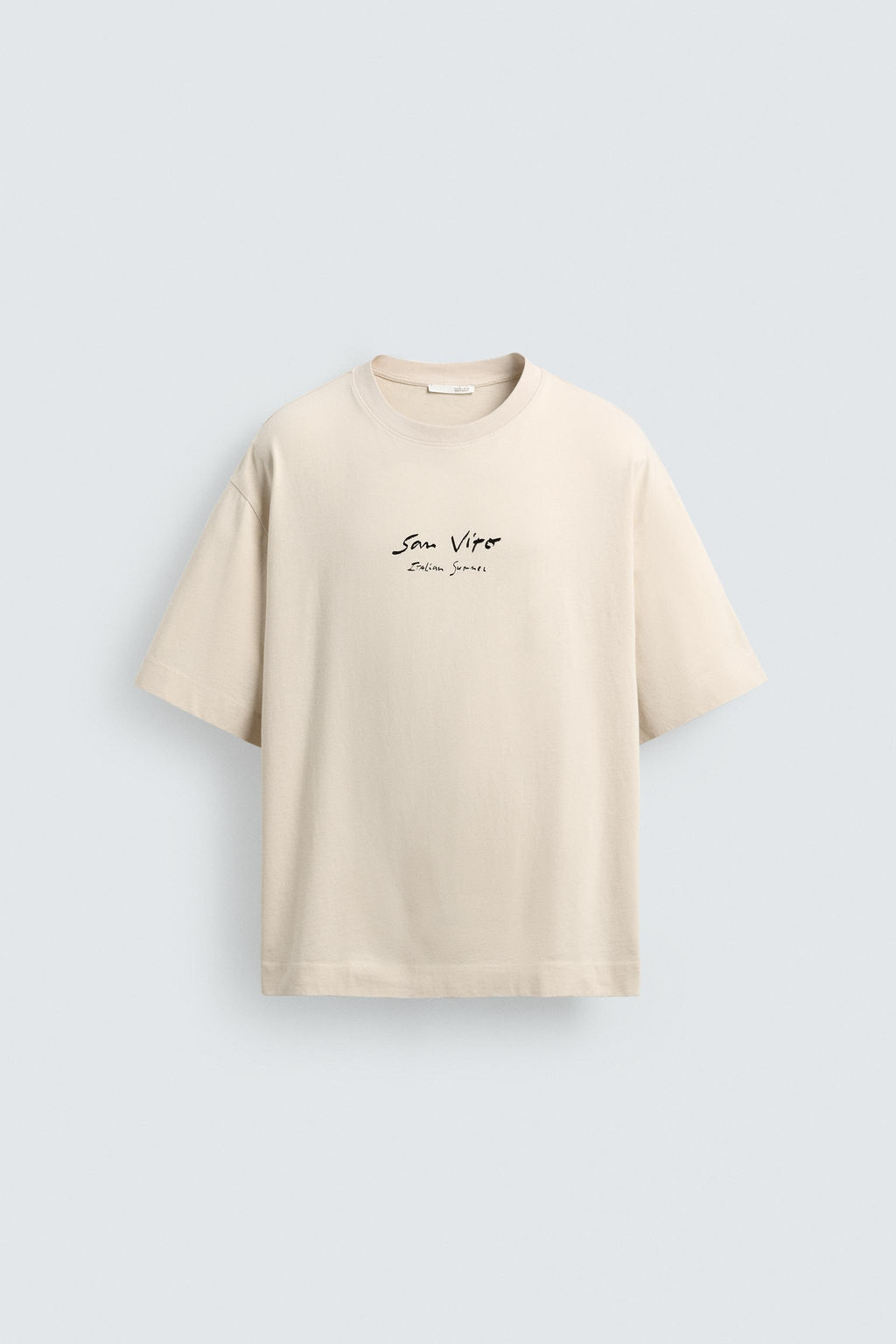 CAMISETA TEXTOS ESTAMPADOS / Crudo / Beige