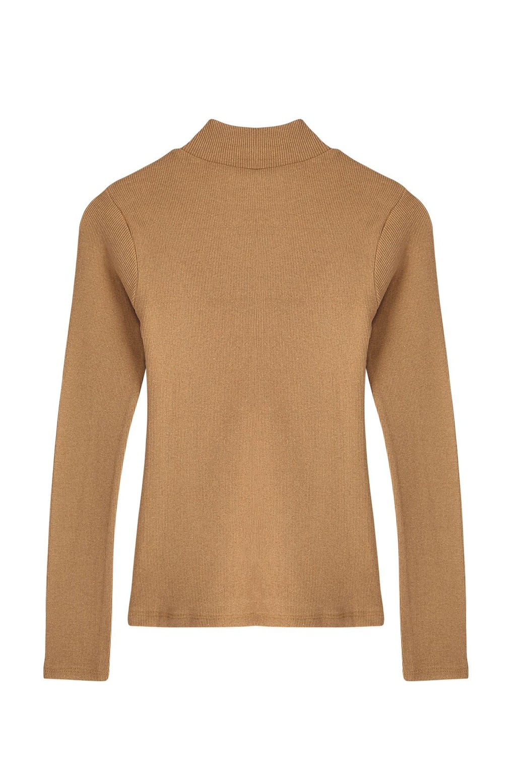 Vizon Fitted/Vucuda Oturan Dik Yaka Uzun Kol Fitilli Esnek Orme Bluz TWOAW21BZ0423