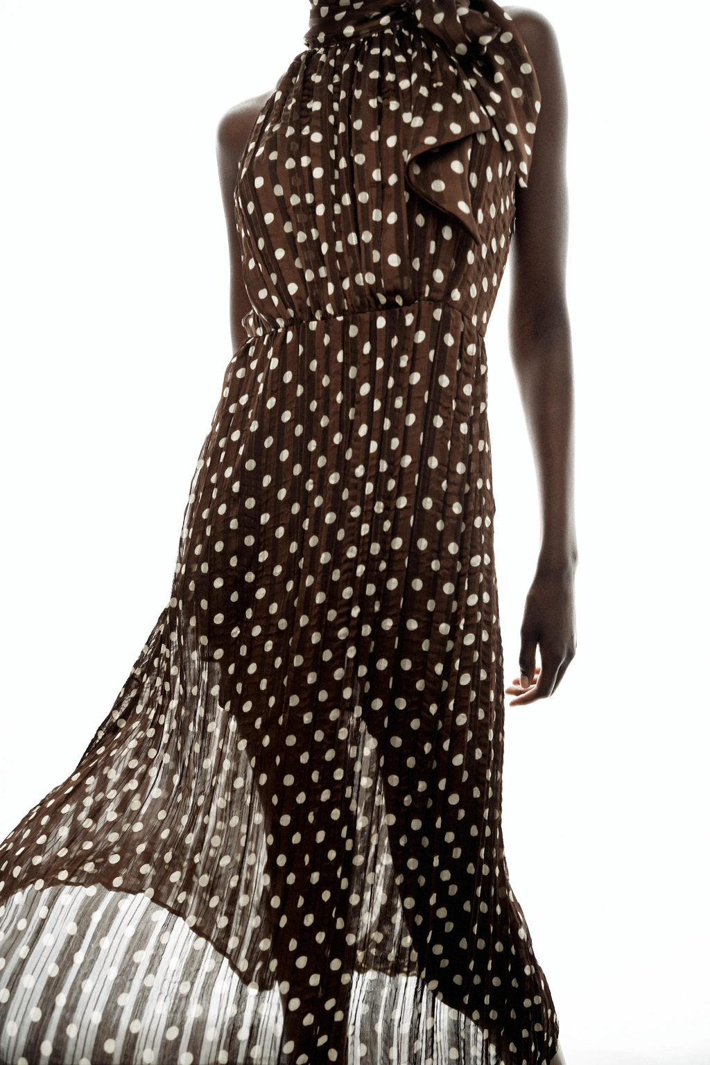 VESTIDO MIDI LUNARES LAZO / Marr?n / Crudo - Zara фото 6