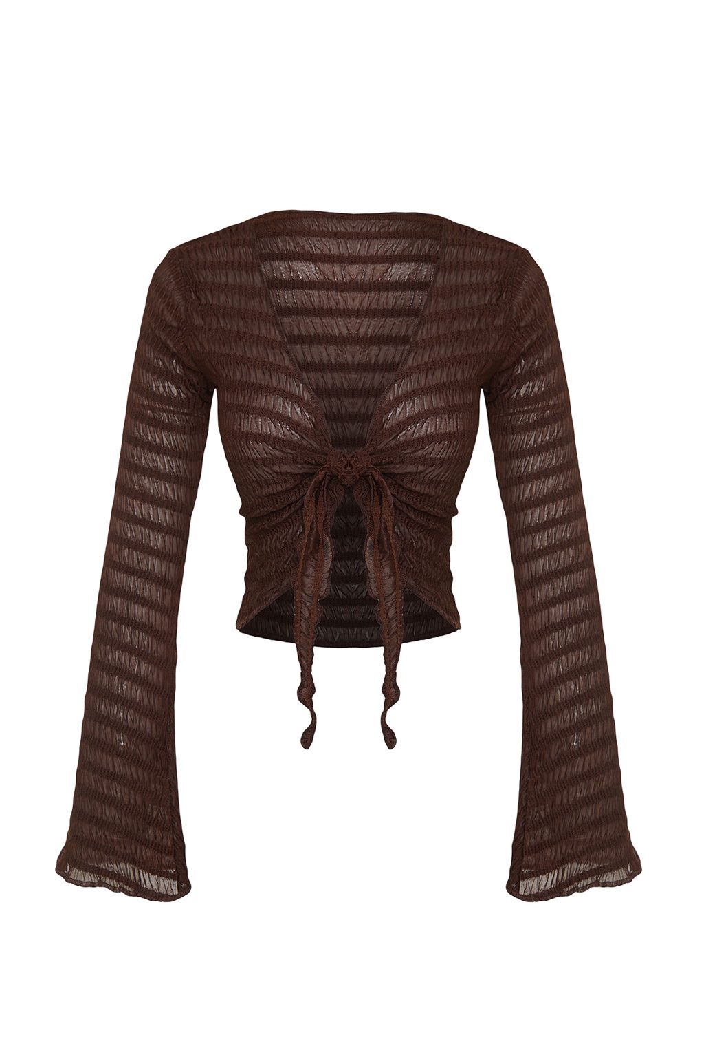 Trendyolmilla Ekru Premium Dokulu Fitted/Vucuda Oturan Baglama Detayl? Esnek Orme Bluz TWOSS24BZ00015 фото 15