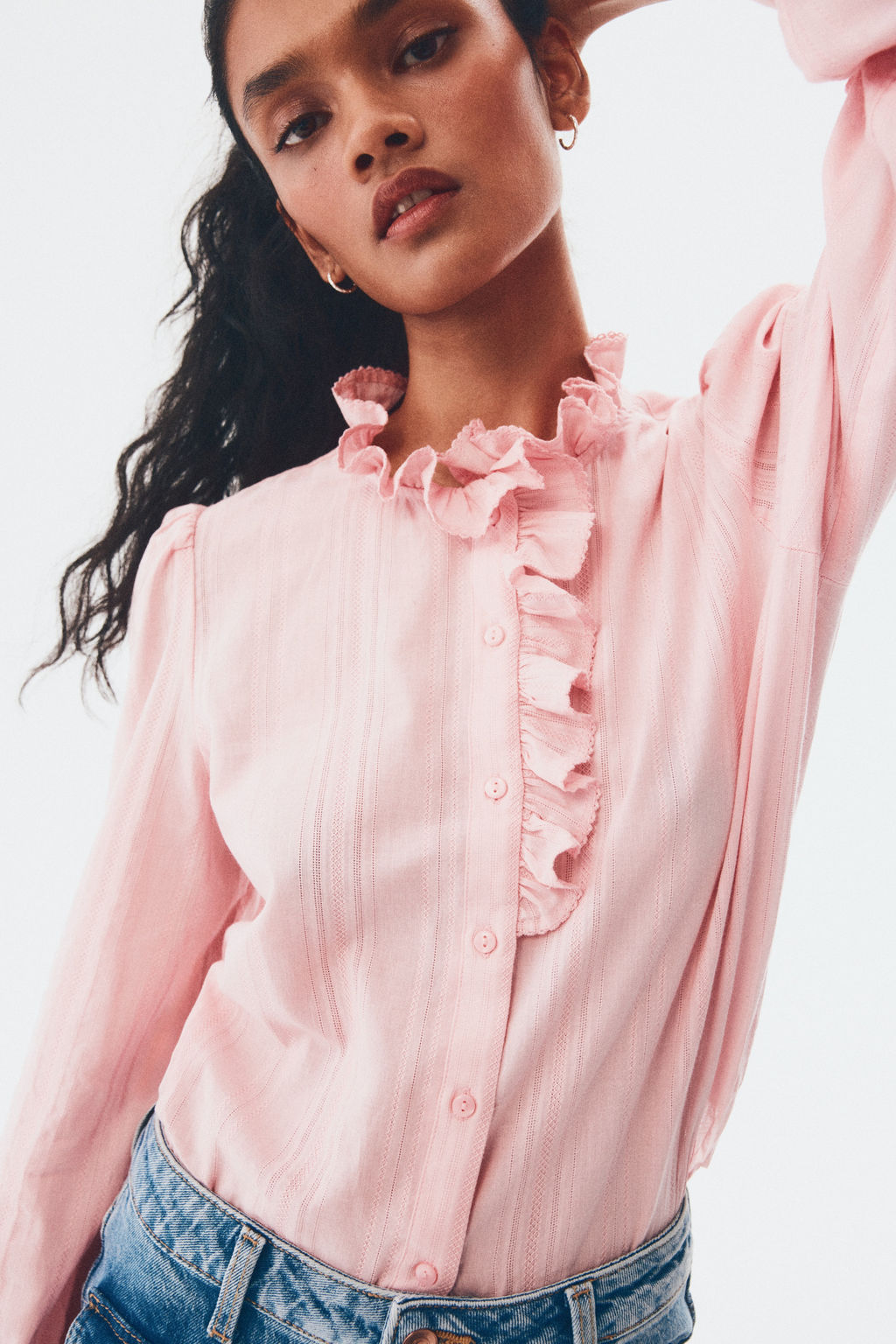 Blusa de algod?n con cuello de volante - H&m фото 2
