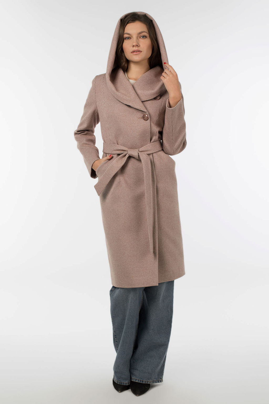 01-10733 Пальто женское демисезонное (пояс)