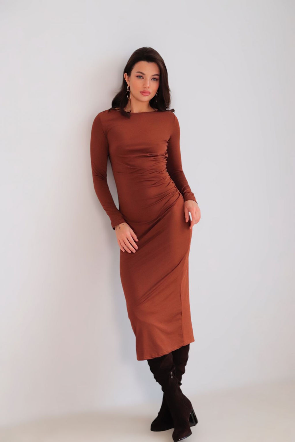 Martichelli Платье с драпировкой карамель