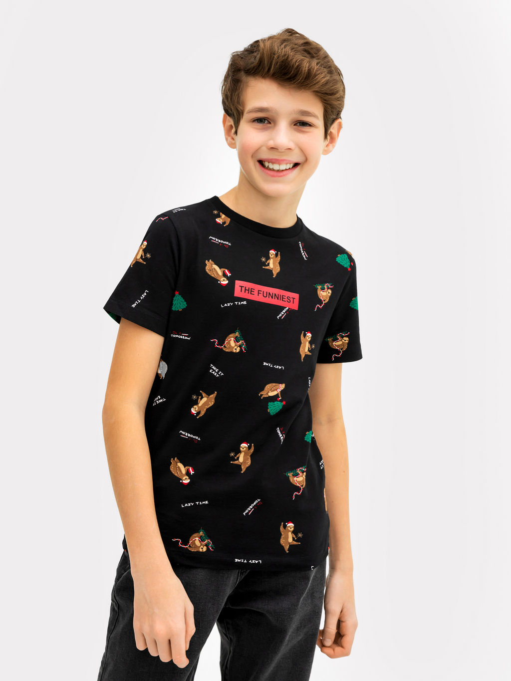 Футболка для мальчиков черная с принтом ленивцы - Mark formelle фото 5