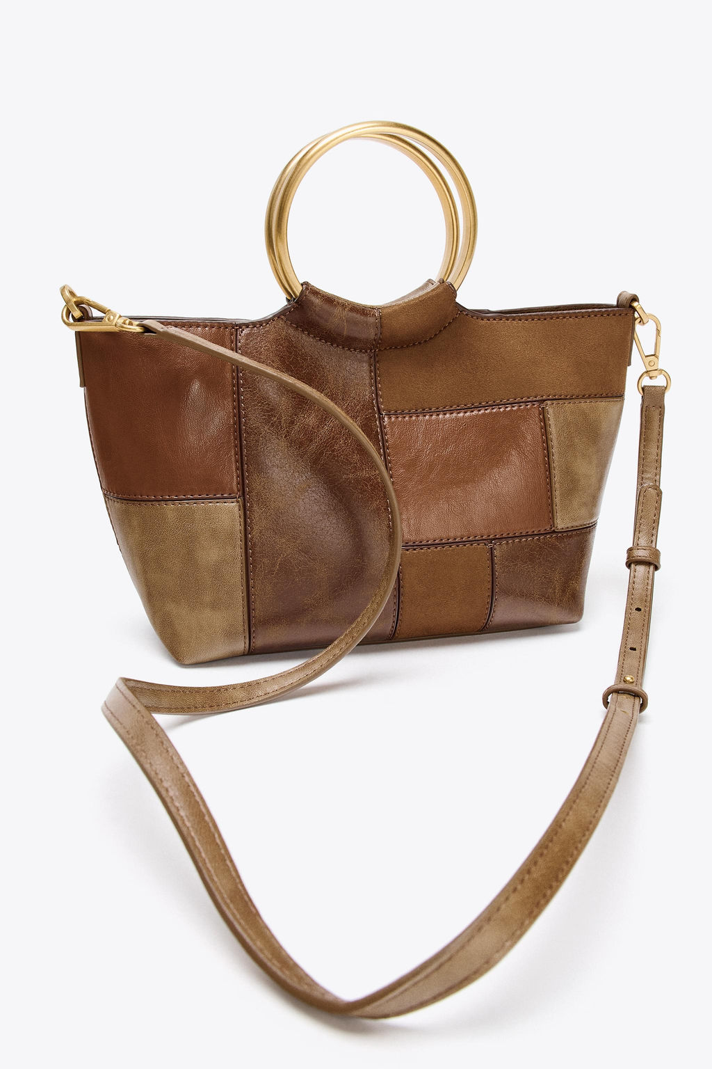 PATCHWORK MINI BUCKET BAG WITH RIGID HANDLES - Zara фото 4