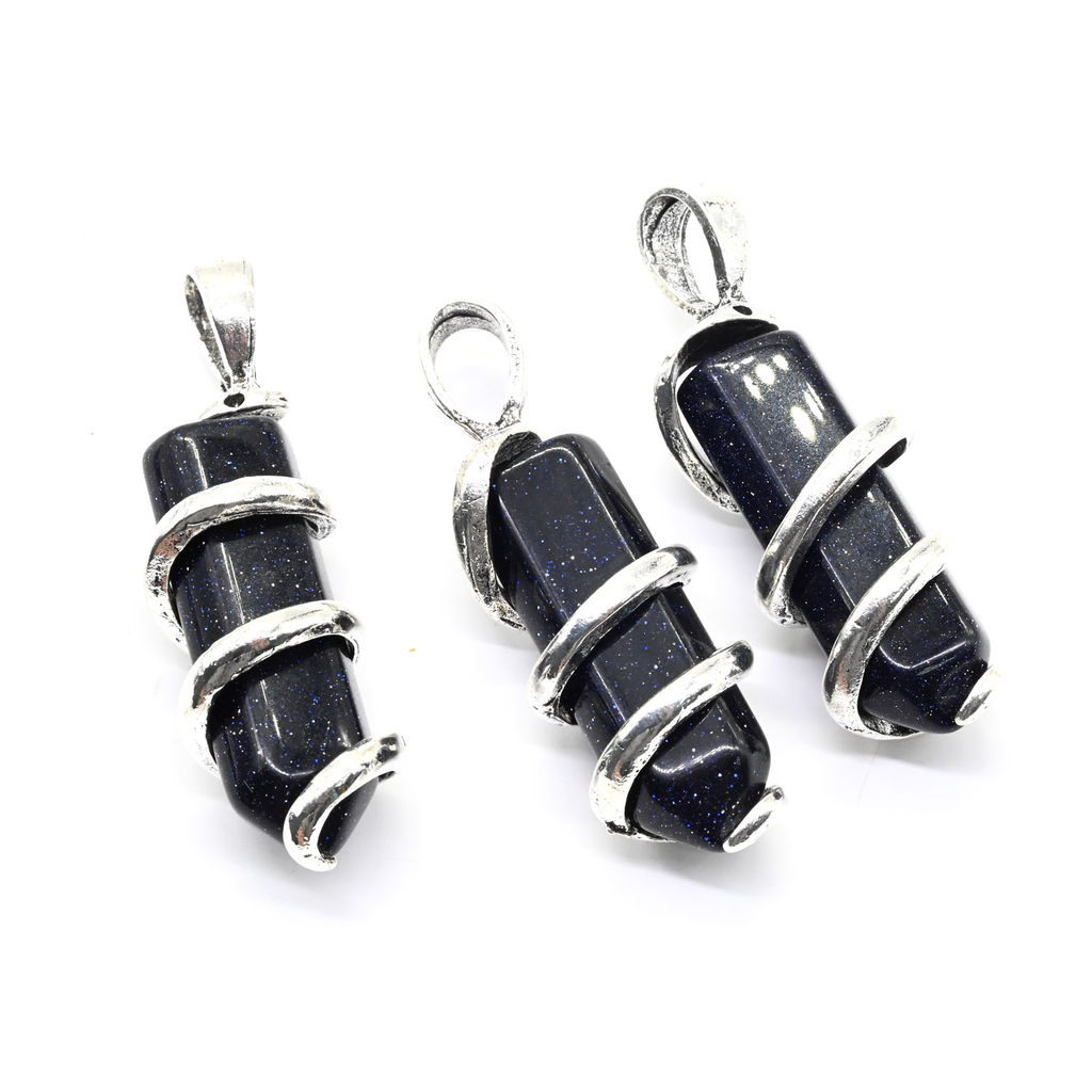 Кристалл маятник из авантюрина синего 15*50мм