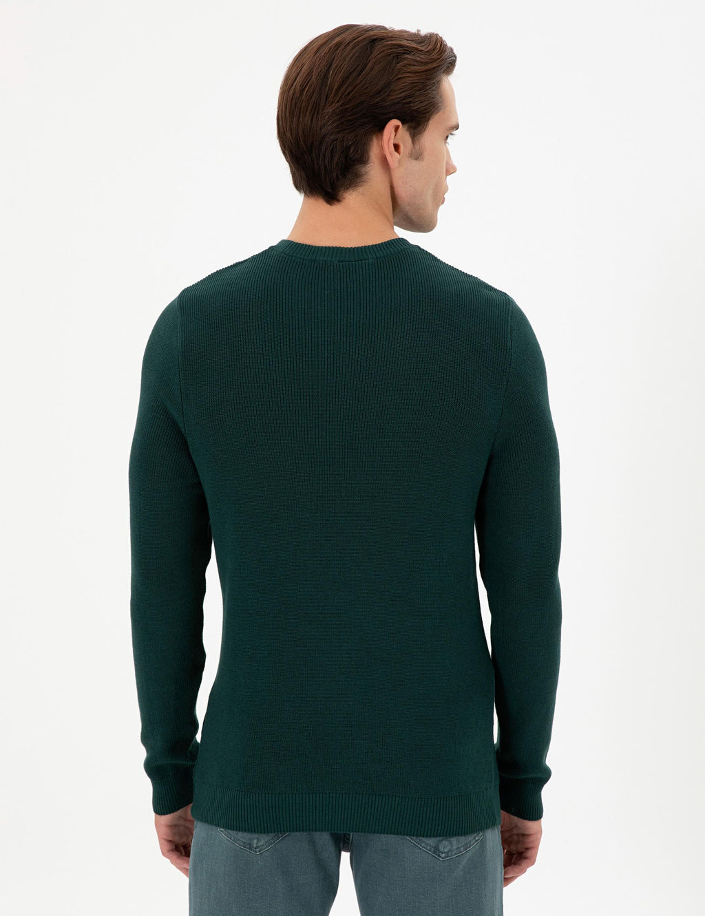 Erkek Slim Fit Bisiklet Yaka Koyu Ye_il Basic Kazak - U.s. polo assn фото 5