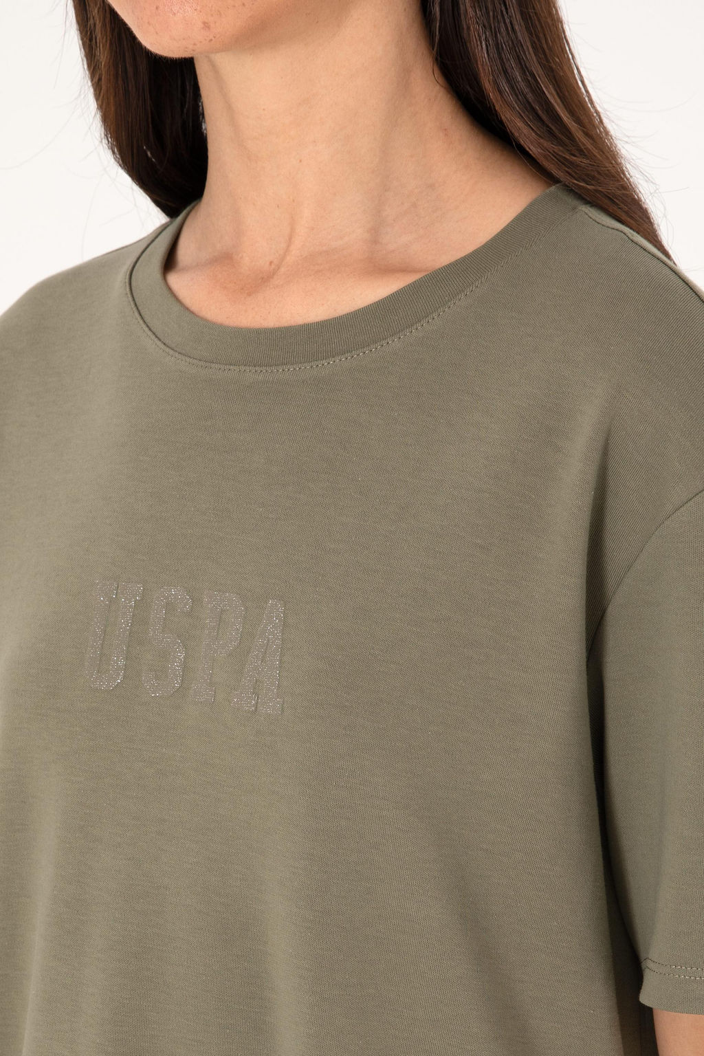 Kad_n Koyu Haki Bisiklet Yaka Mini Boy _rme Elbise Sepette S_rpriz _ndirim - U.s. polo assn фото 6