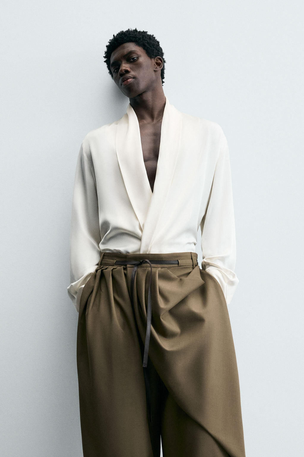 LIMITED EDITION FLOWING SHAWL COLLAR SHIRT - Zara фото 5