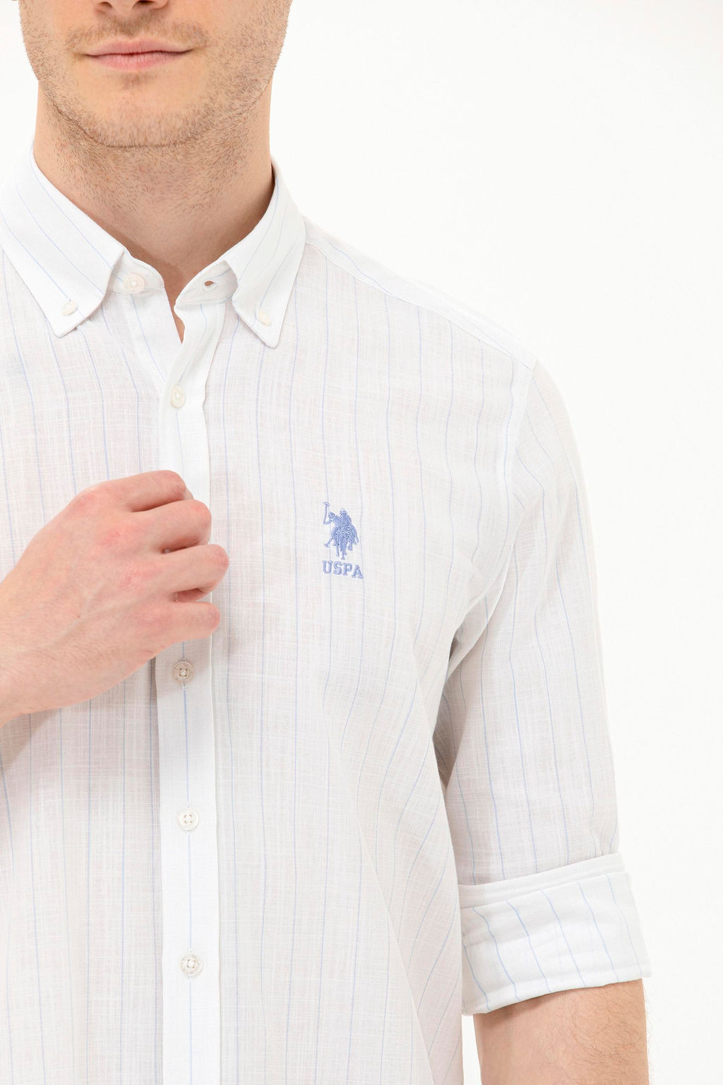 Мужская синяя рубашка с длинным рукавом - U.s. polo assn фото 21