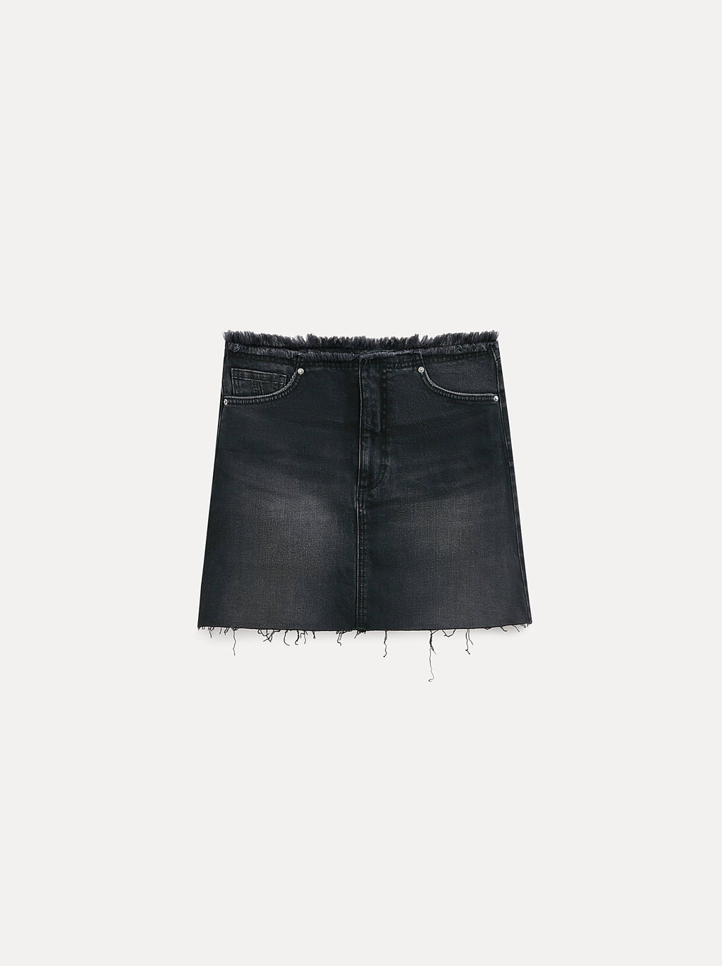 CONTE CON-773 Чёрная джинсовая юбка-mini из eco-friendly денима с бахромой black