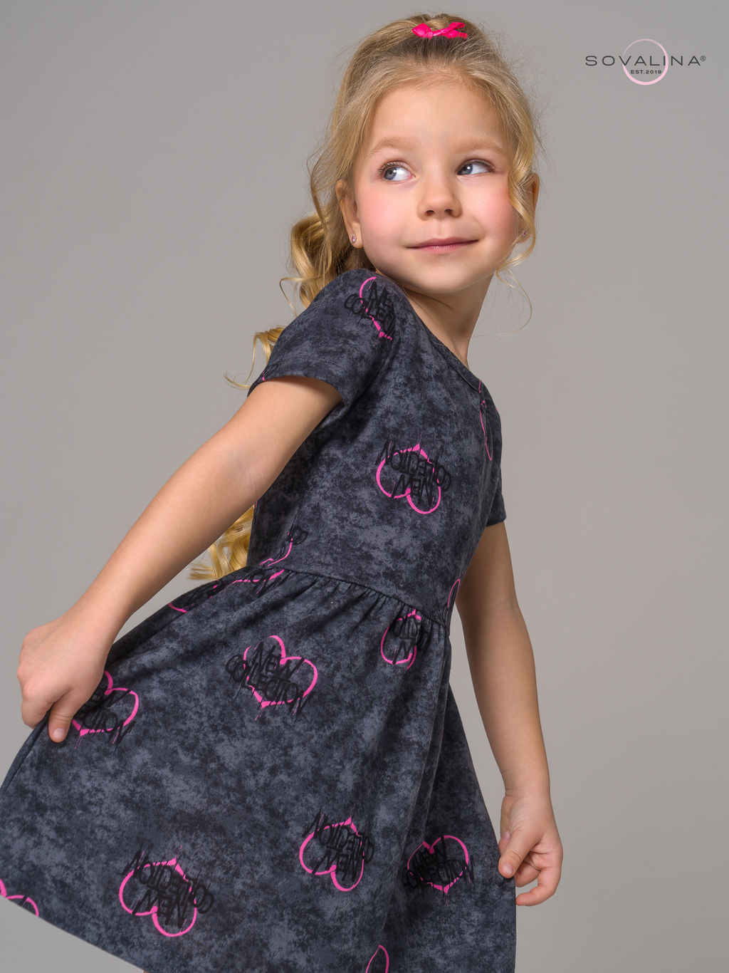 Платье Лето варенка графит сердце - Sovalina фото 6