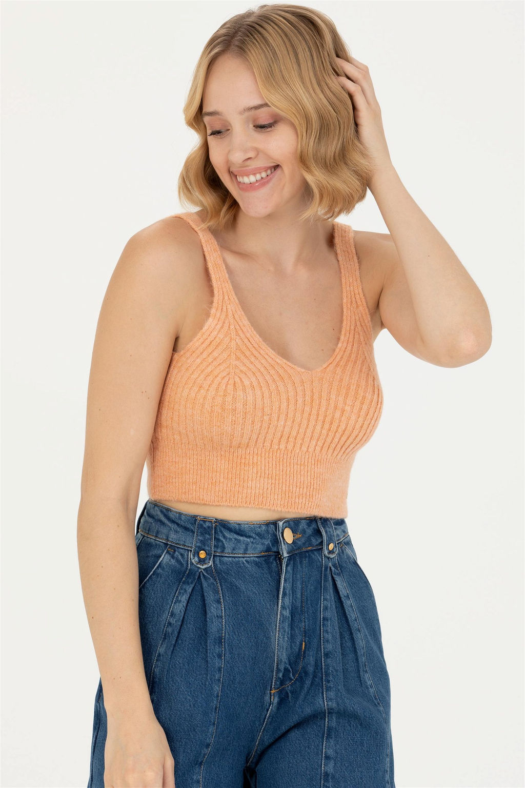 U. S. Polo Assn Женский пудровый свитер с v-образным вырезом - U.s. polo assn фото 3