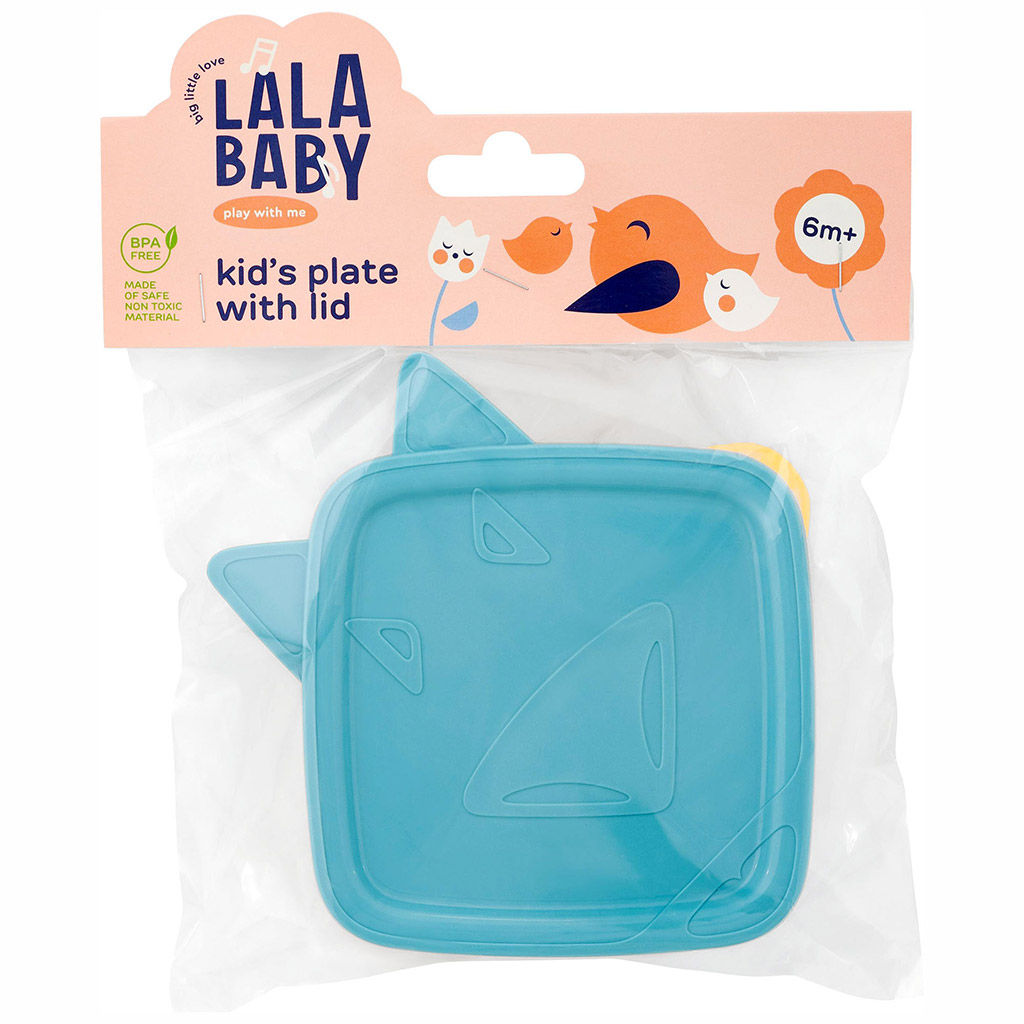 Lalababy Тарелка глубокая пластмассовая Play with Me Wolfie д158мм, h58мм, с мягкой крышкой, синий колокольчик (Россия) - Домашняя мода фото 5