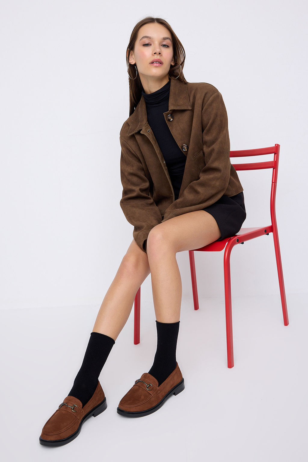 Teen Kahverengi Toka Detayl? Suet Kad?n Loafer Ayakkab?
TAKAW26LA00002 - Trendyolmilla фото 3