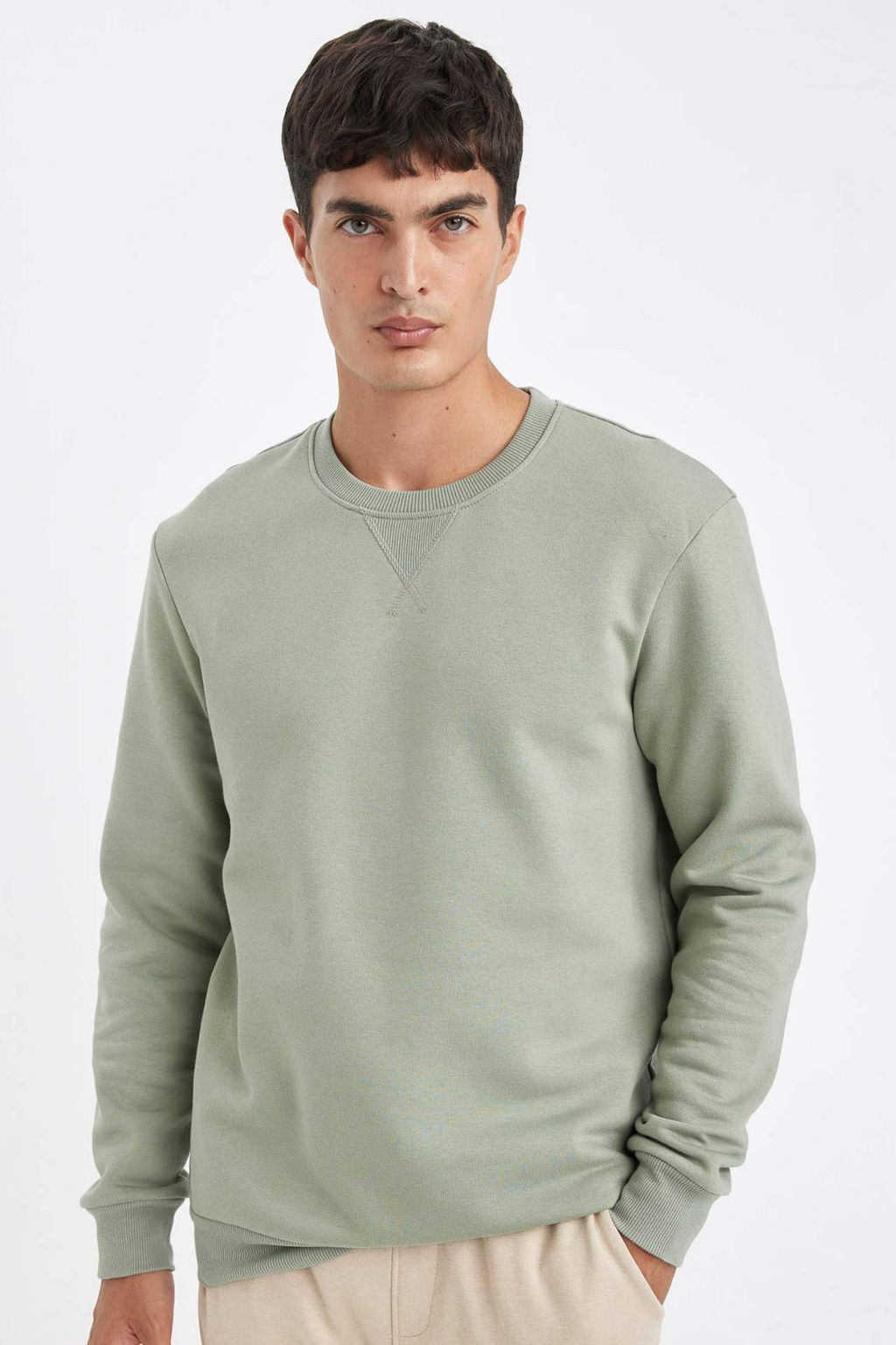 Regular Fit Bisiklet Yaka Kal?n Basic Duz Sweatshirt - Defacto фото 9