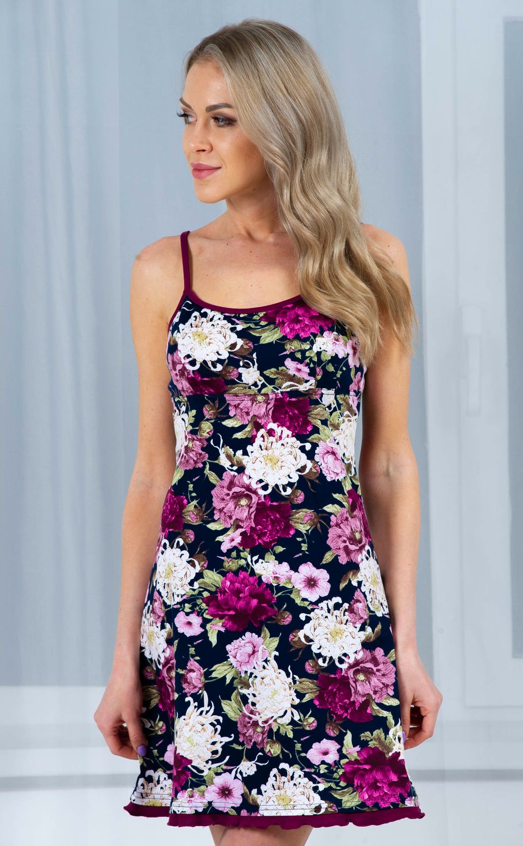 Ночная сорочка Цветы голубые на кофейном - Нежка фото 135