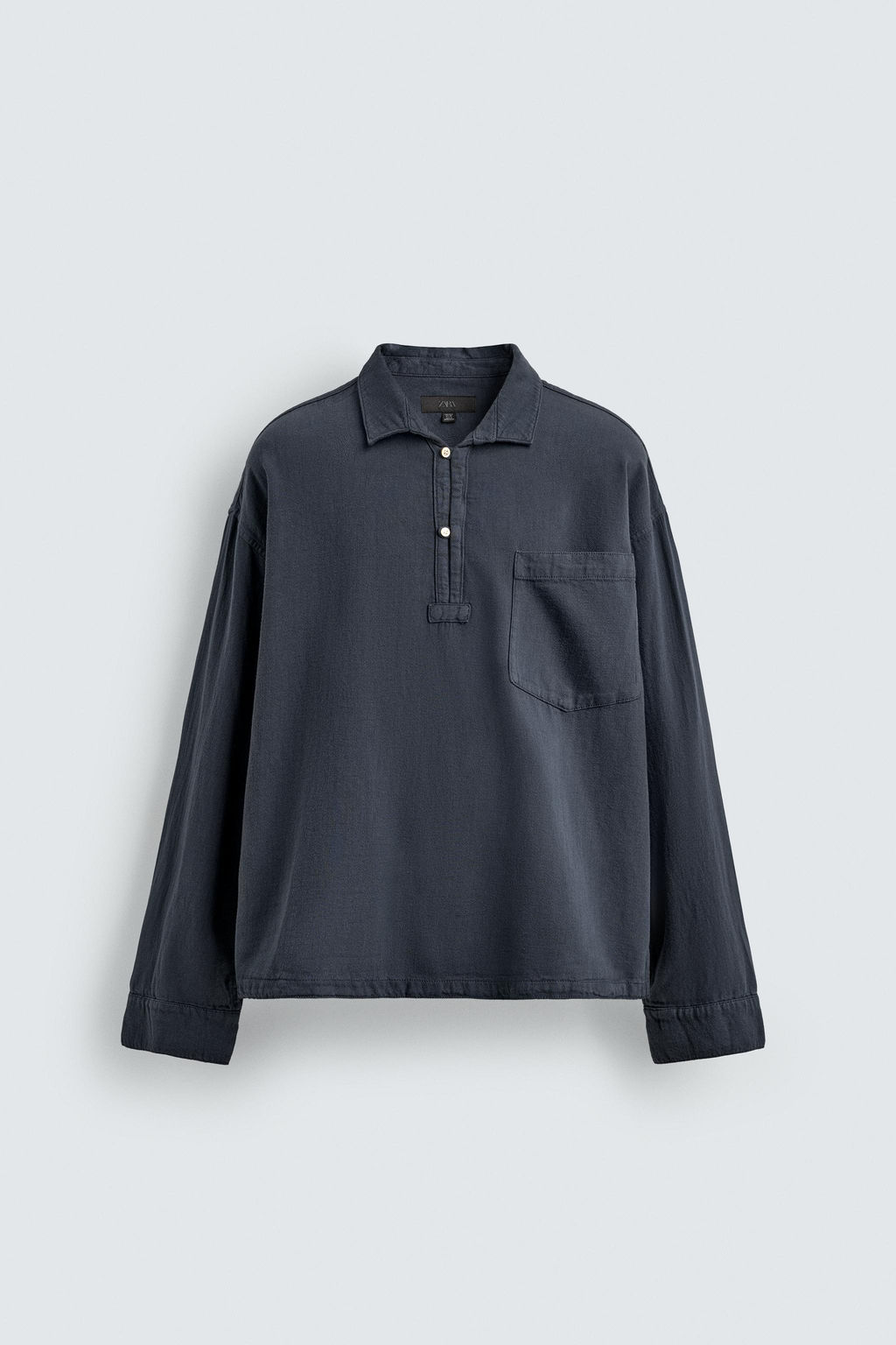 CAMISA POLO RELAXED FIT ALGOD?N - LINO / Petr?leo - Zara фото 8