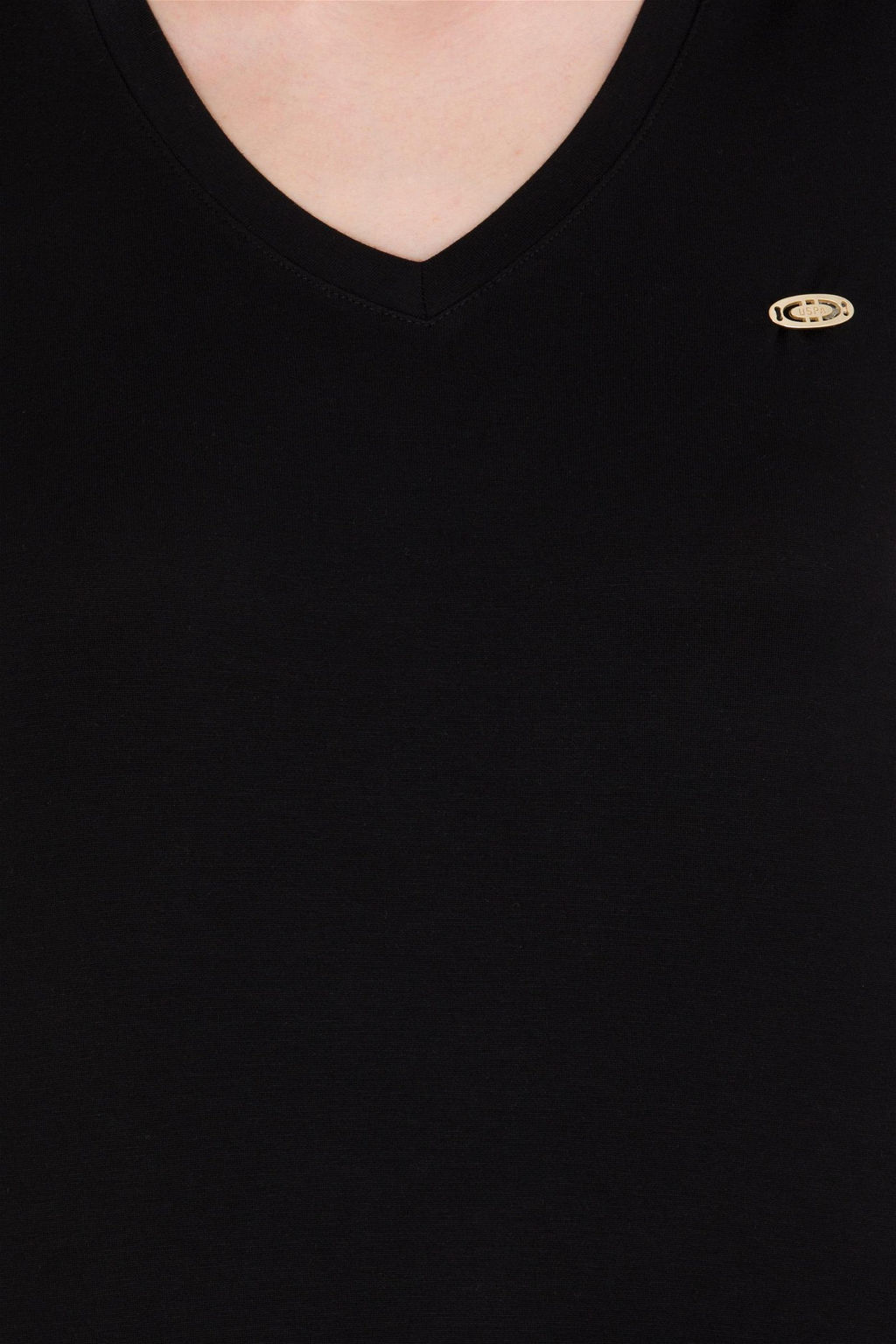 Женская черная базовая футболка с v-образным вырезом Неожиданная скидка в корзине - U.s. polo assn фото 6