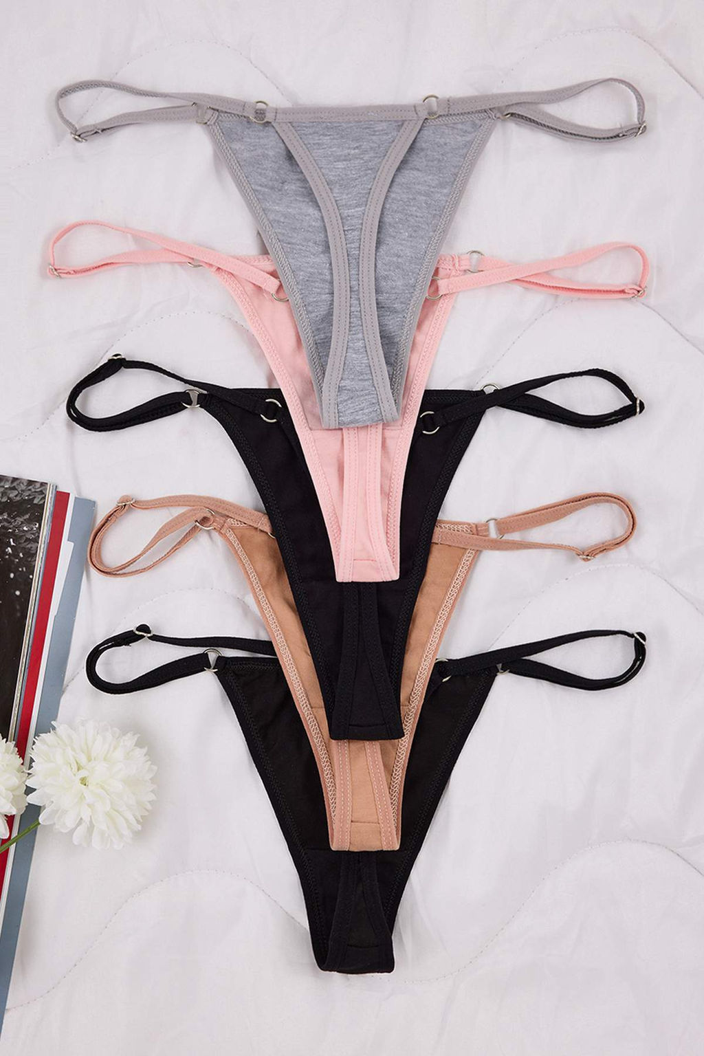 Siyah-Cok Renkli 5li Paket Ayarlanabilir Bel Pamuklu Tanga Orme Kulot THMSS25KU00047