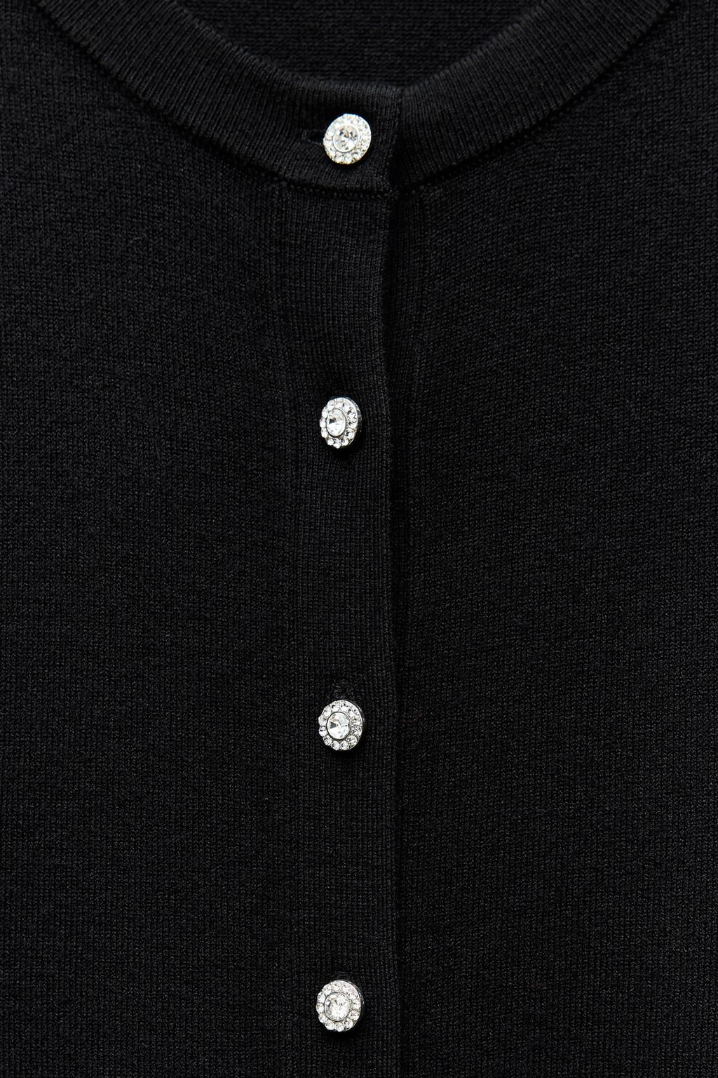 KNIT CARDIGAN WITH GEM BUTTON - Zara фото 7