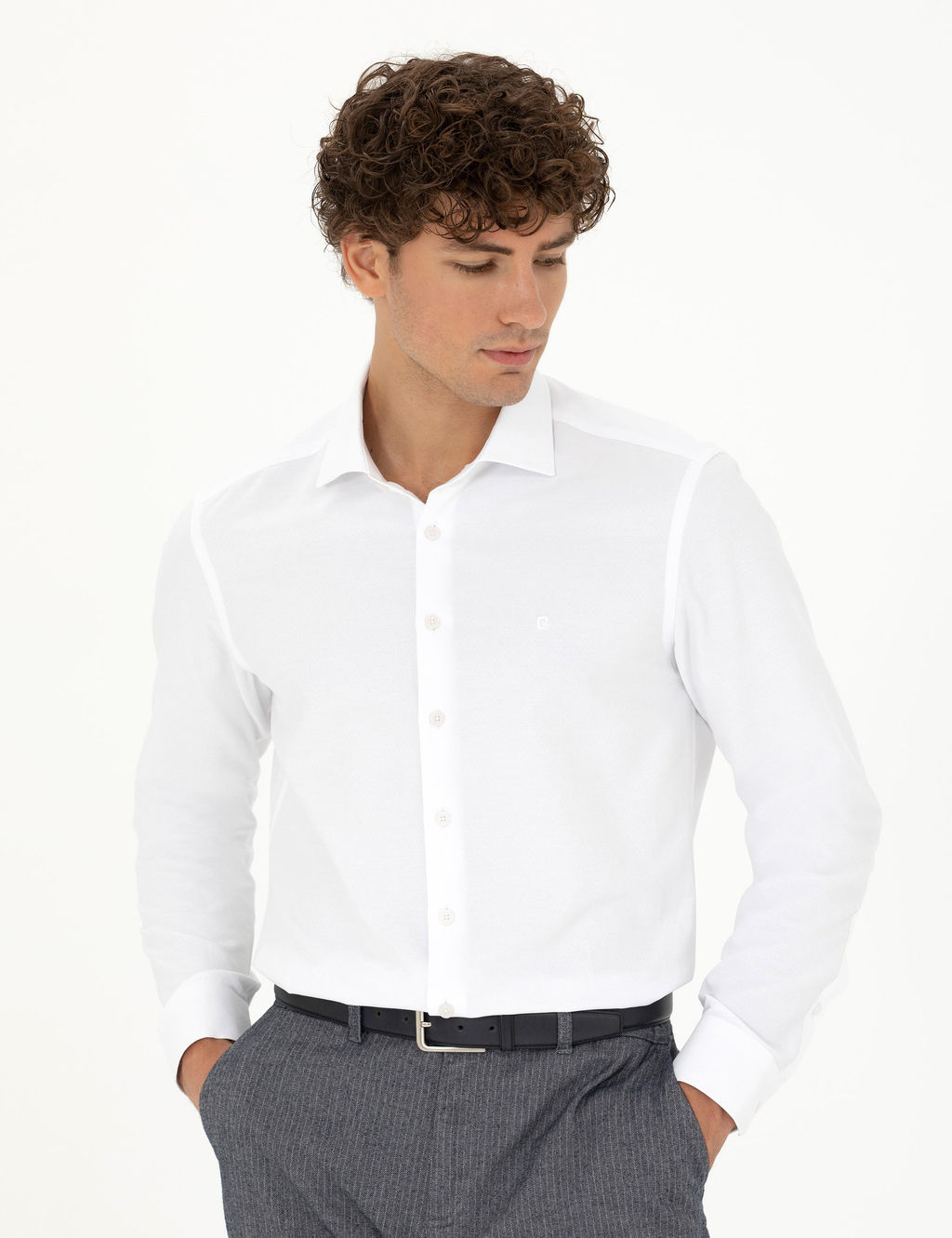 Beyaz Slim Fit Uzun Kollu G_mlek