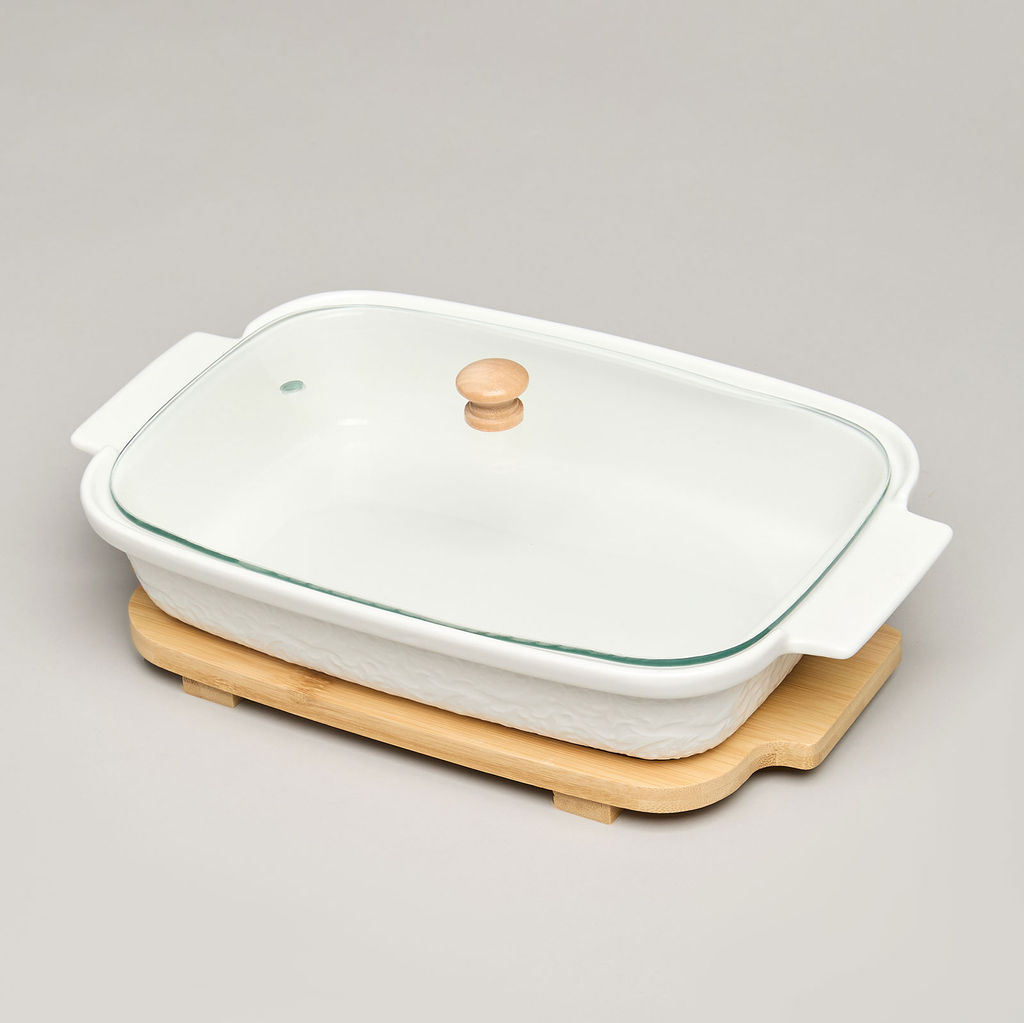 БЛЮДО ДЛЯ ВЫПЕКАНИЯ И СЕРВИРОВКИ LEFARD MUSE СО СТЕКЛ.КРЫШКОЙ НА ДЕР.ПОДСТАВКЕ 27,5*17*9СМ 900МЛ  фото 4