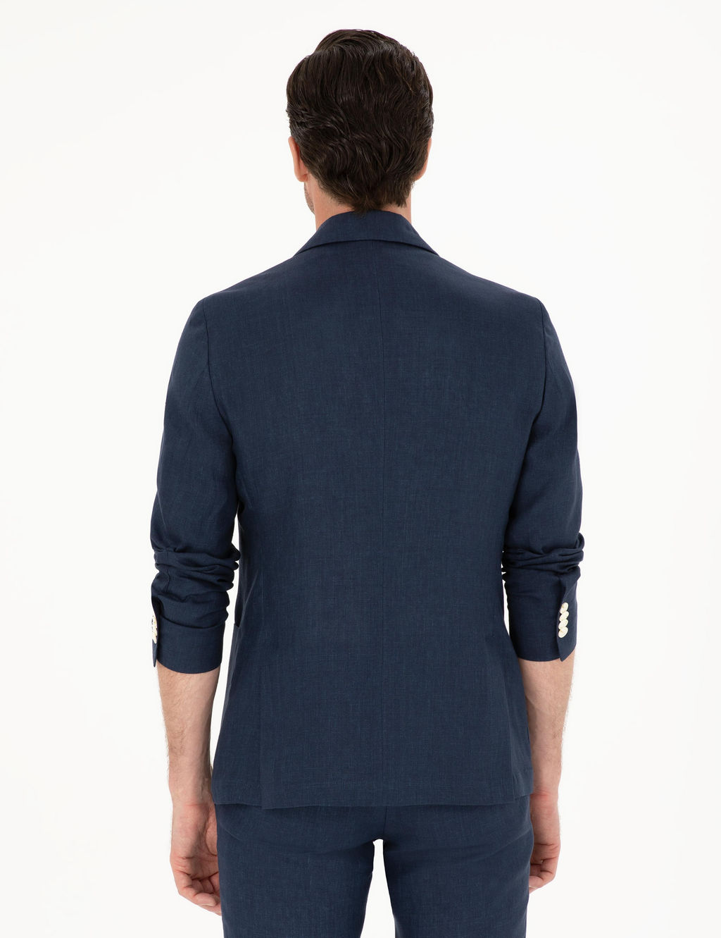 Lacivert Slim Fit %100 Keten Ceket